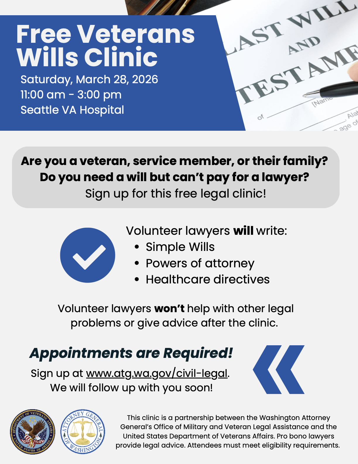 Free Veterans Wills Clinic
