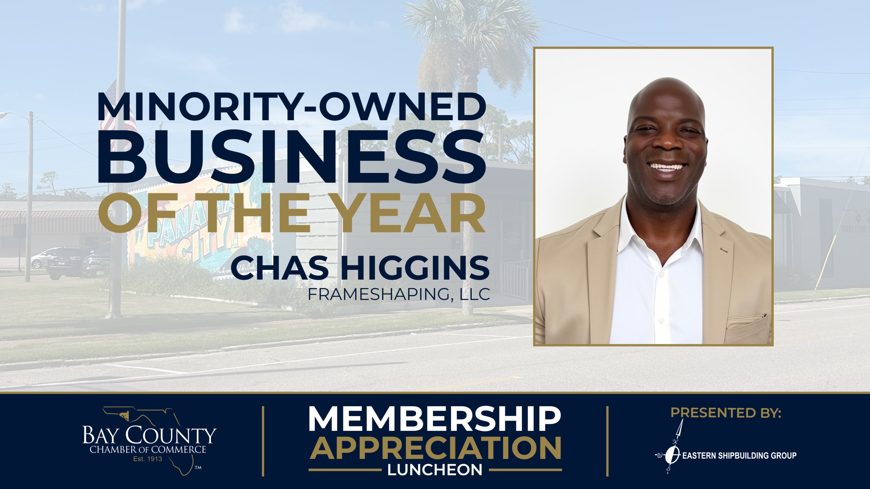 Chas Higgins of FrameShaping LLC, 2026 Minority-Owned Business of the Year.
