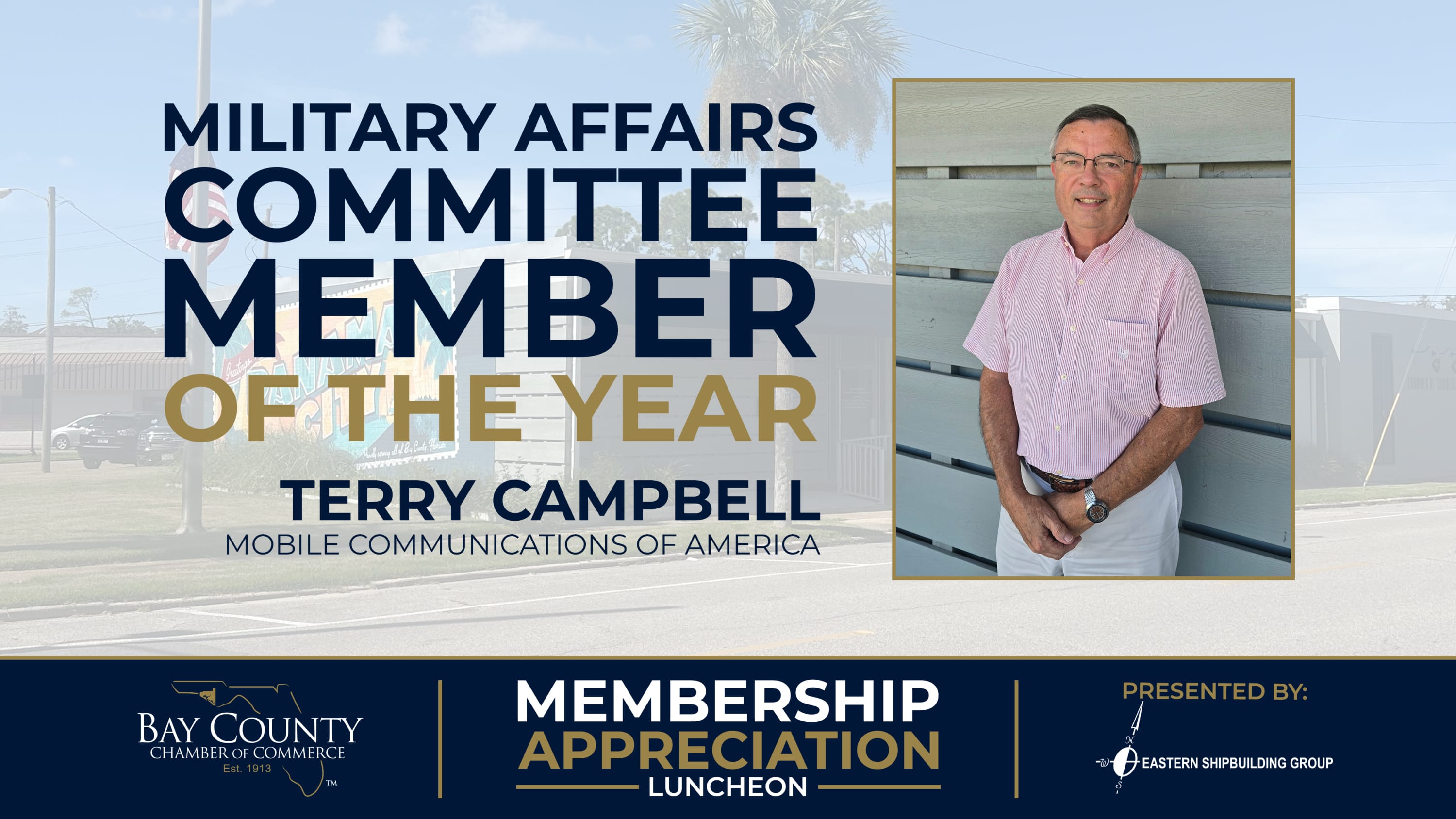 Terry Campbell of Mobile Communications of America, 2026 Military Affairs Committee Member of the Year.