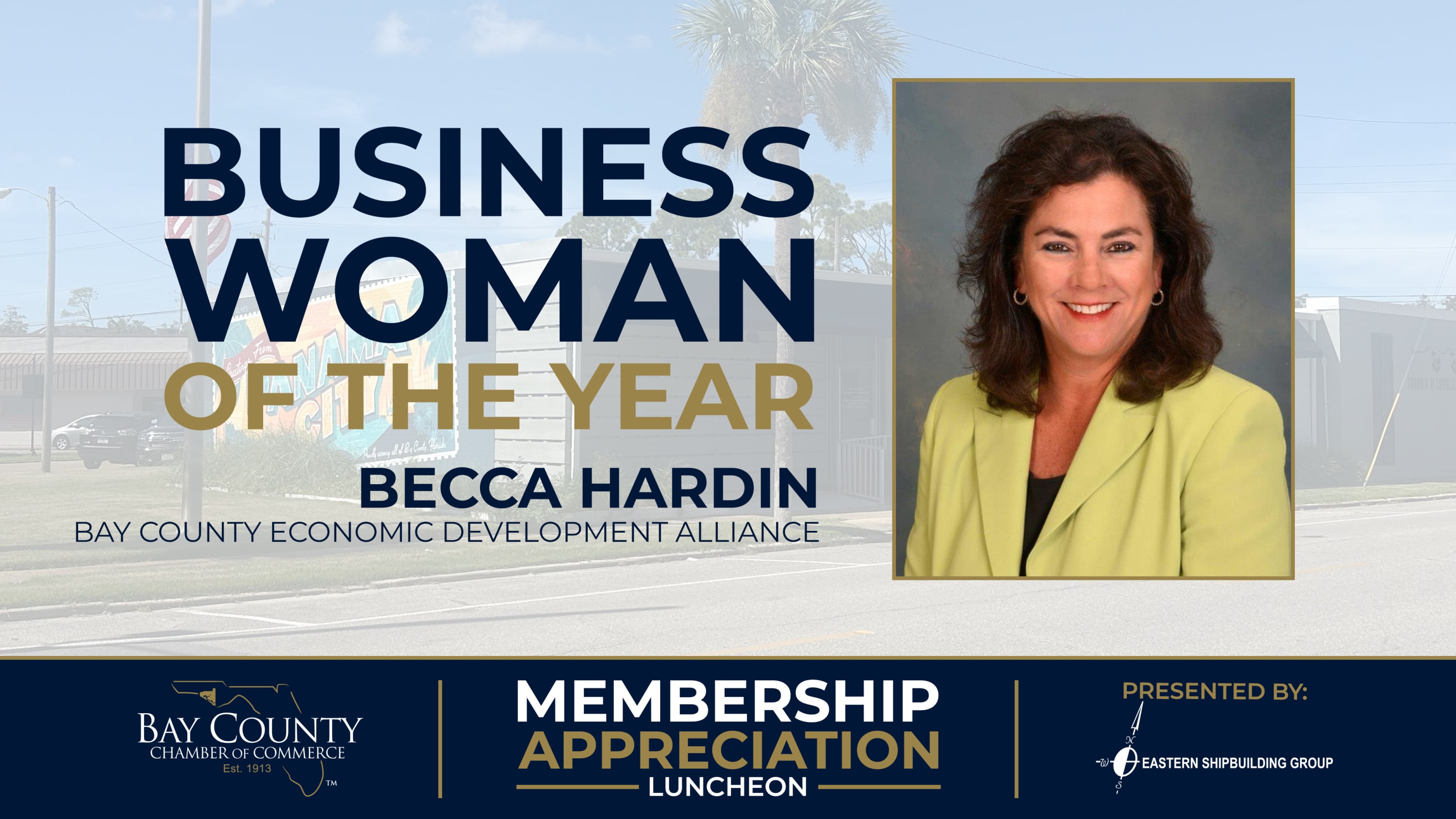 Becca Hardin of the Bay County Economic Development Alliance, 2026 Businesswoman of the Year.