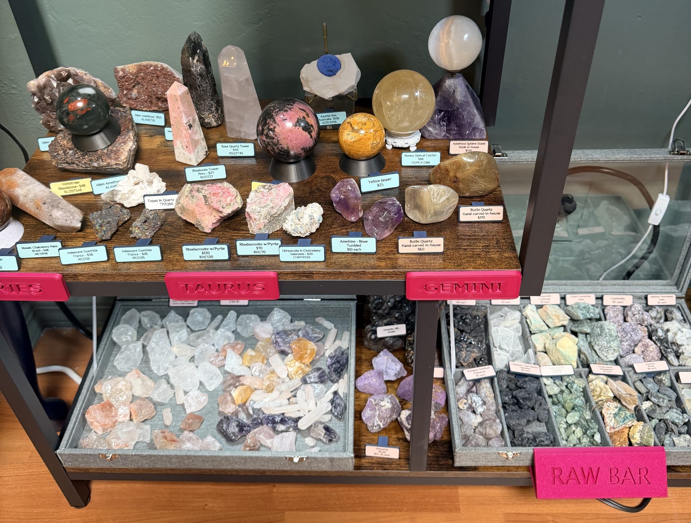 Vikata Lapidary and Magick polished and raw crystals