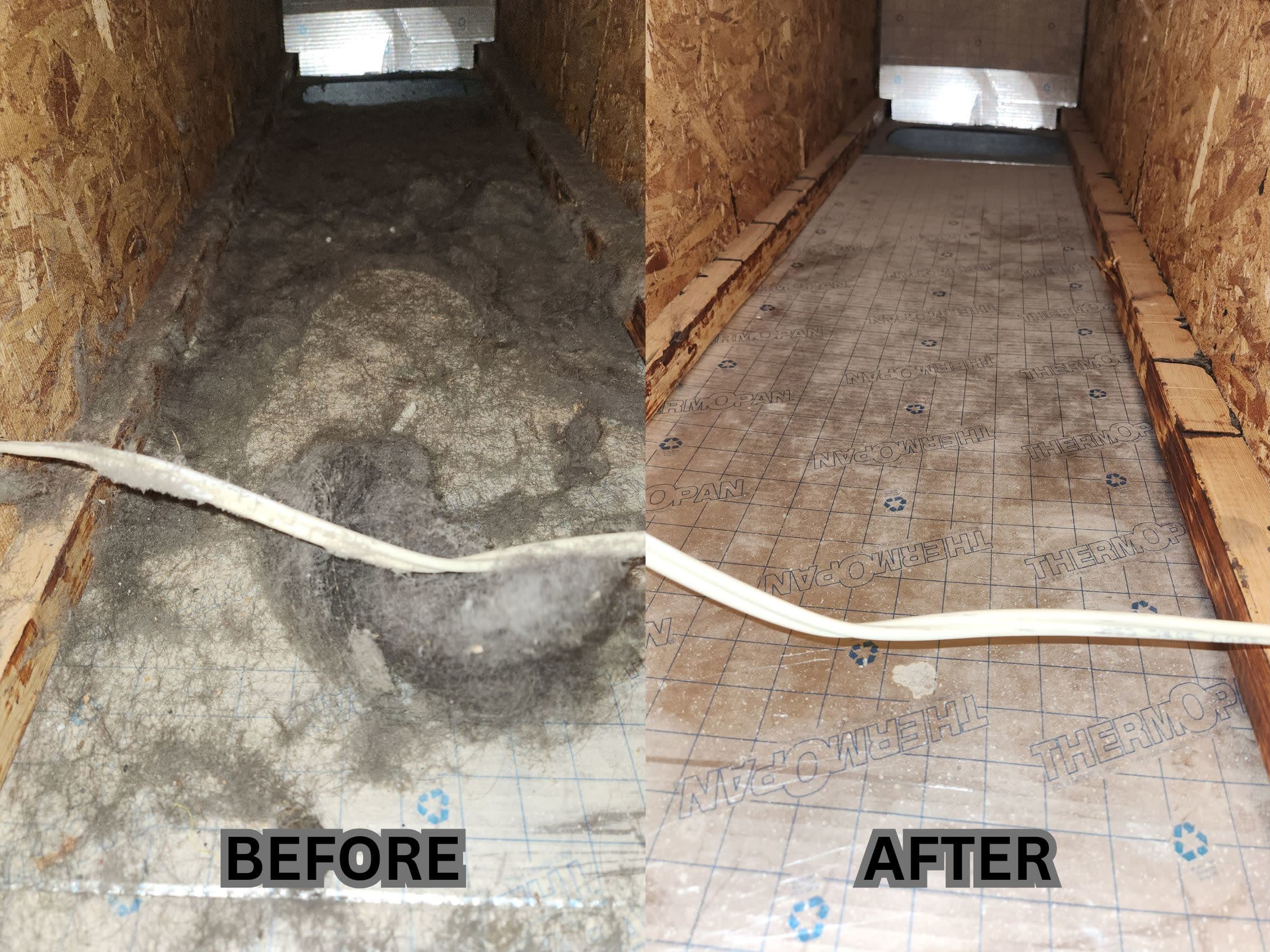 Ninja Duct Cleaning in Leduc cleaning pet hair from a return duct