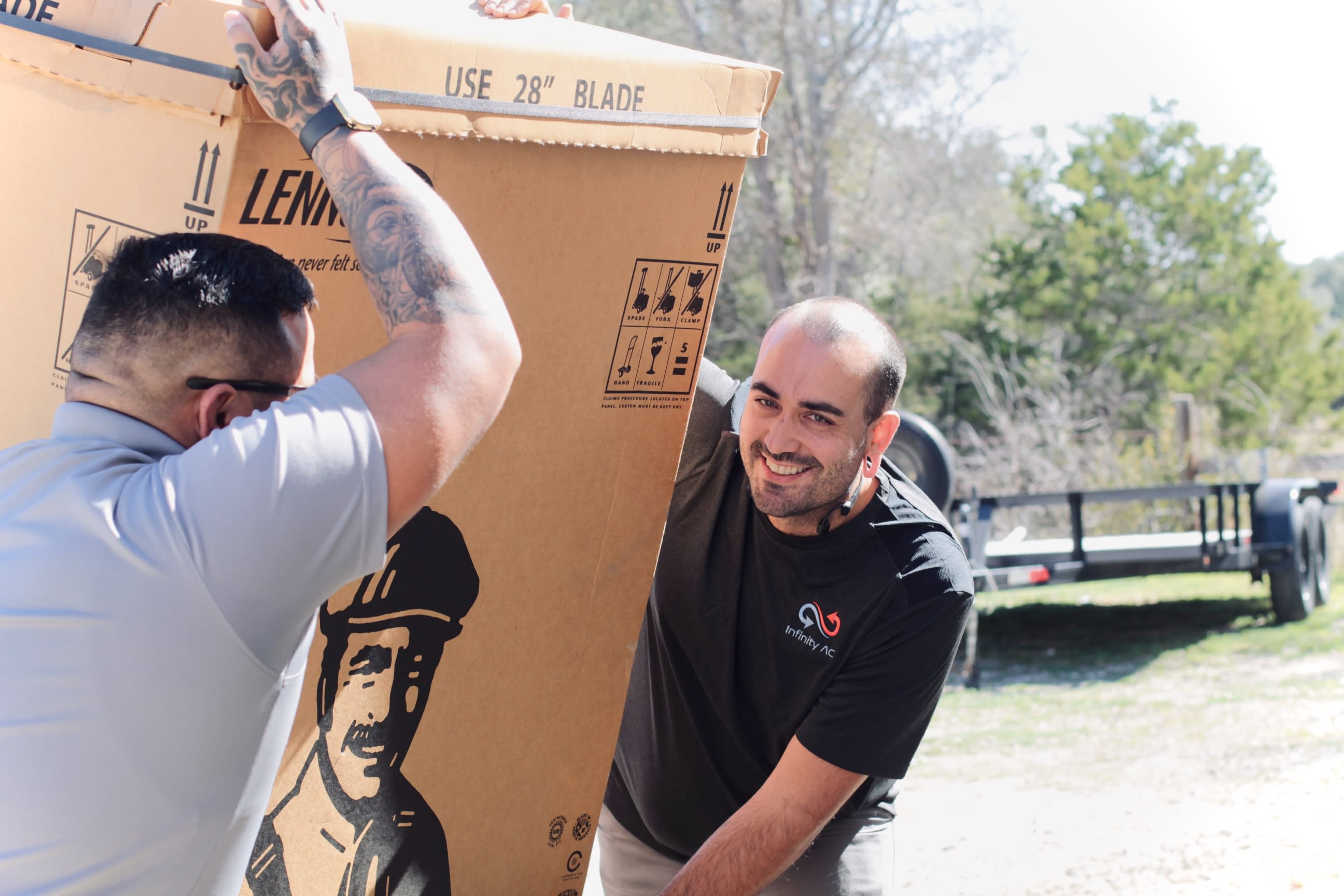 Our HVAC techs getting a system down before an installation.