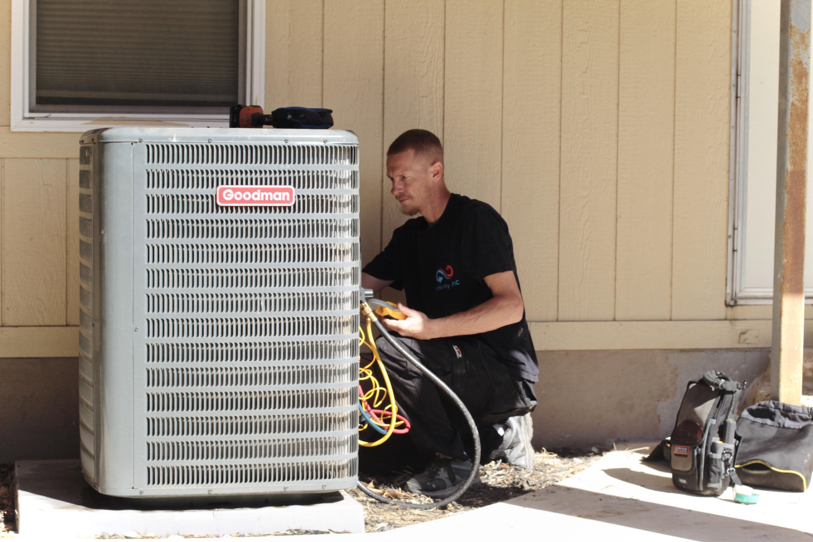 Our technician repairing a system.