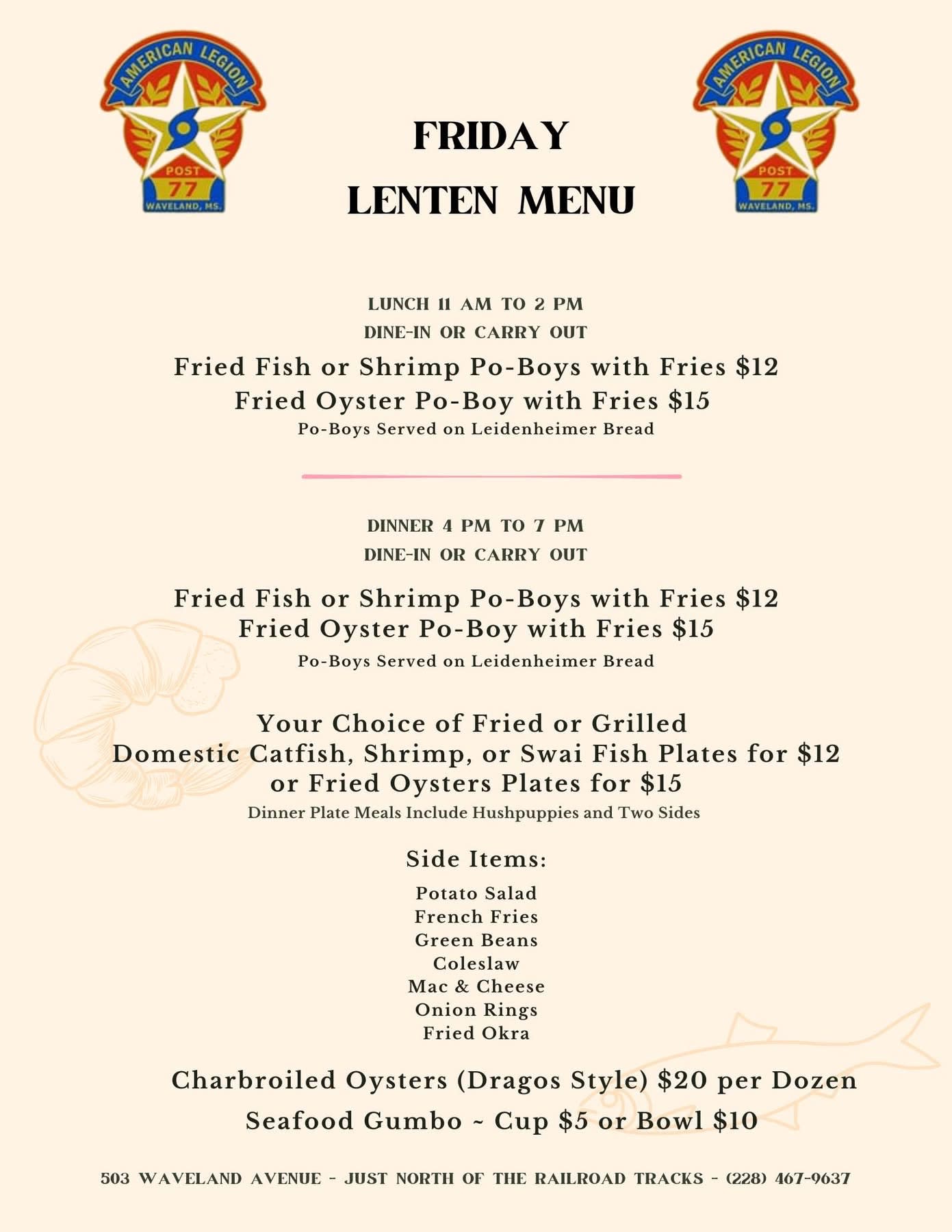 Lenten Friday Menu