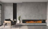 water vapor fireplace installed in modern feature wall living room