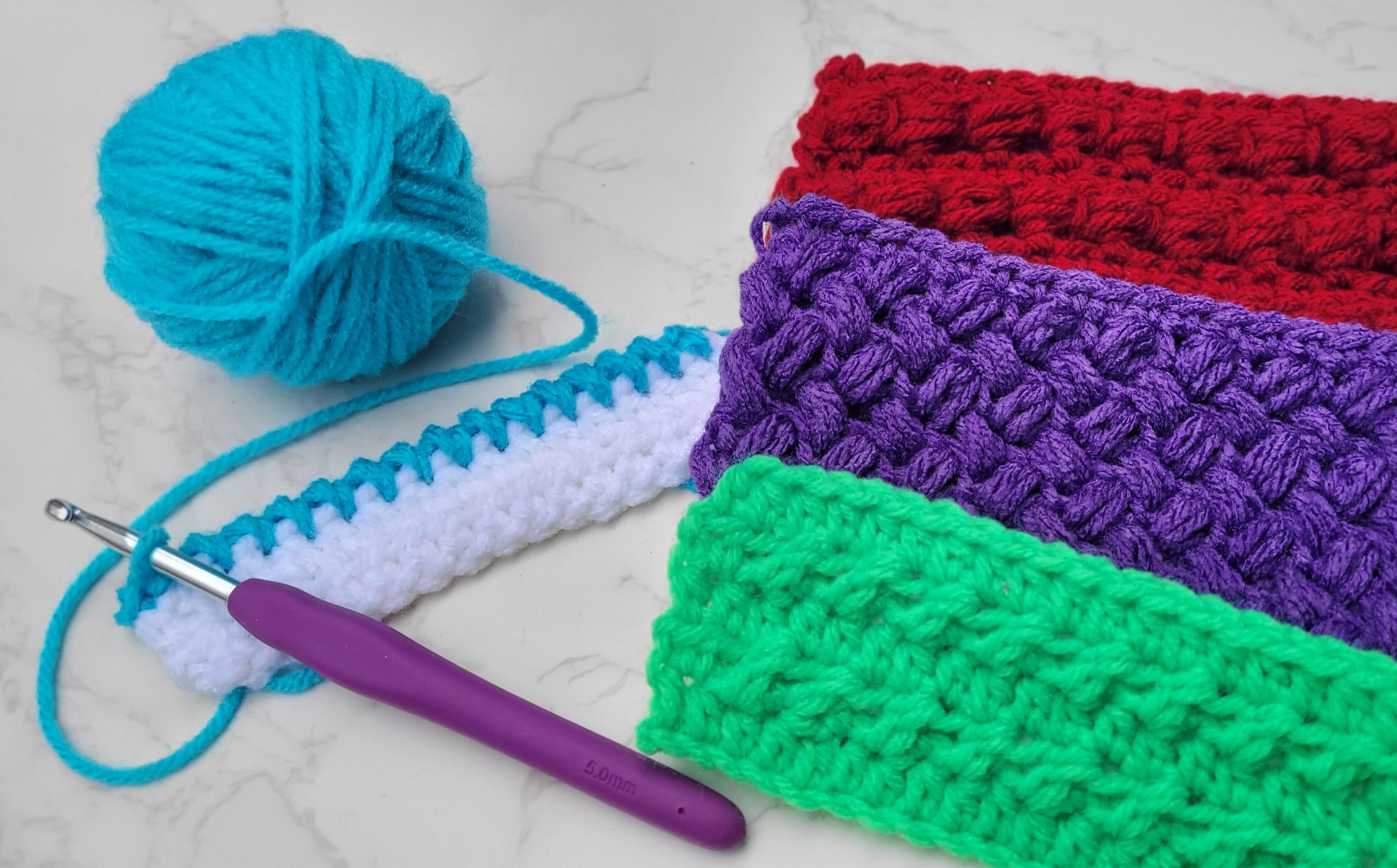 textured crochet swatch