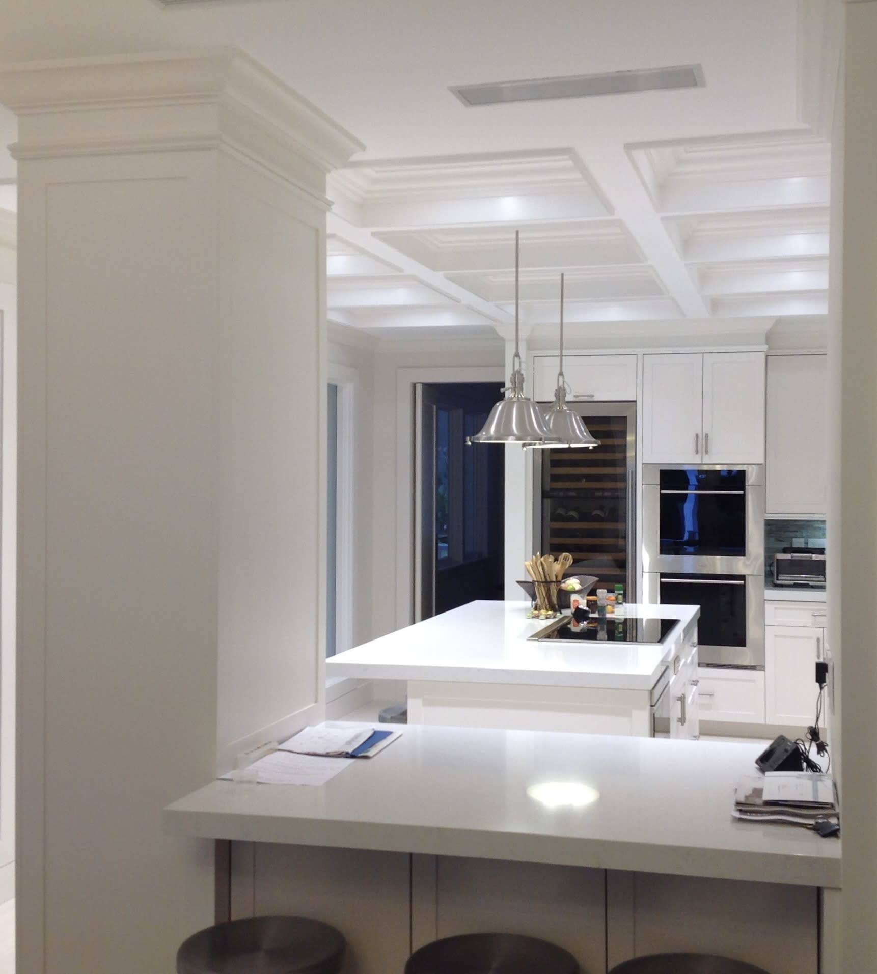 Full Custom Kitchen with Coffered Ceiling