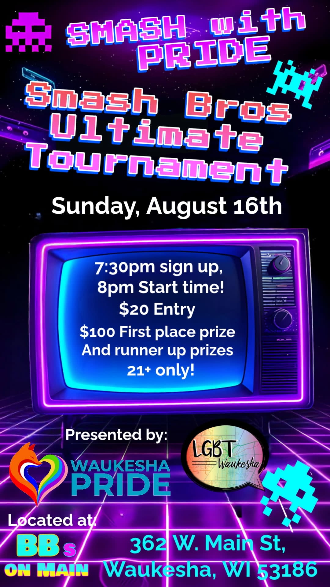 The poster for Smash With Pride. All details can be found in the event.