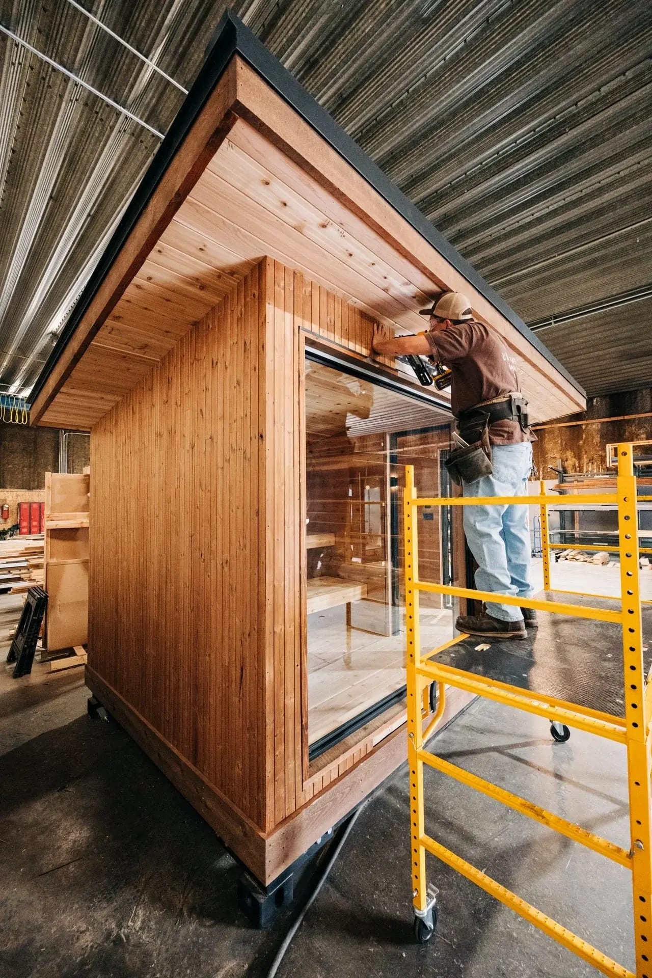 Custom building in the Värma Sauna Co workshop