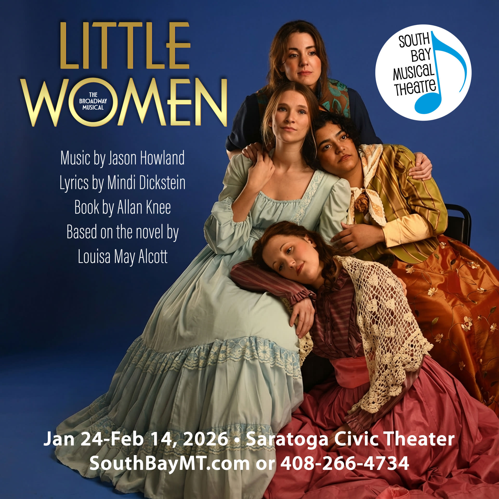 Brenna Silva (Jo), Katie Worrell (Beth), Leah Kennedy (Amy), and Aishy Panwar (Meg) play the March sisters in South Bay Music