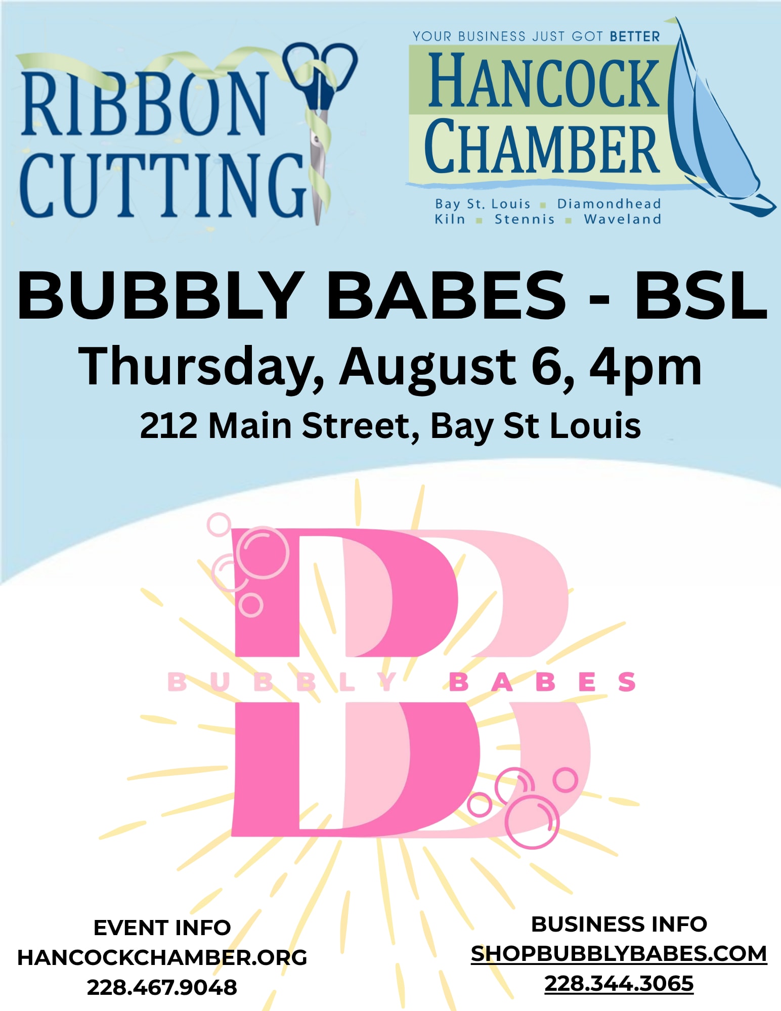 Bubbly Babes August 6 Ribbon cutting