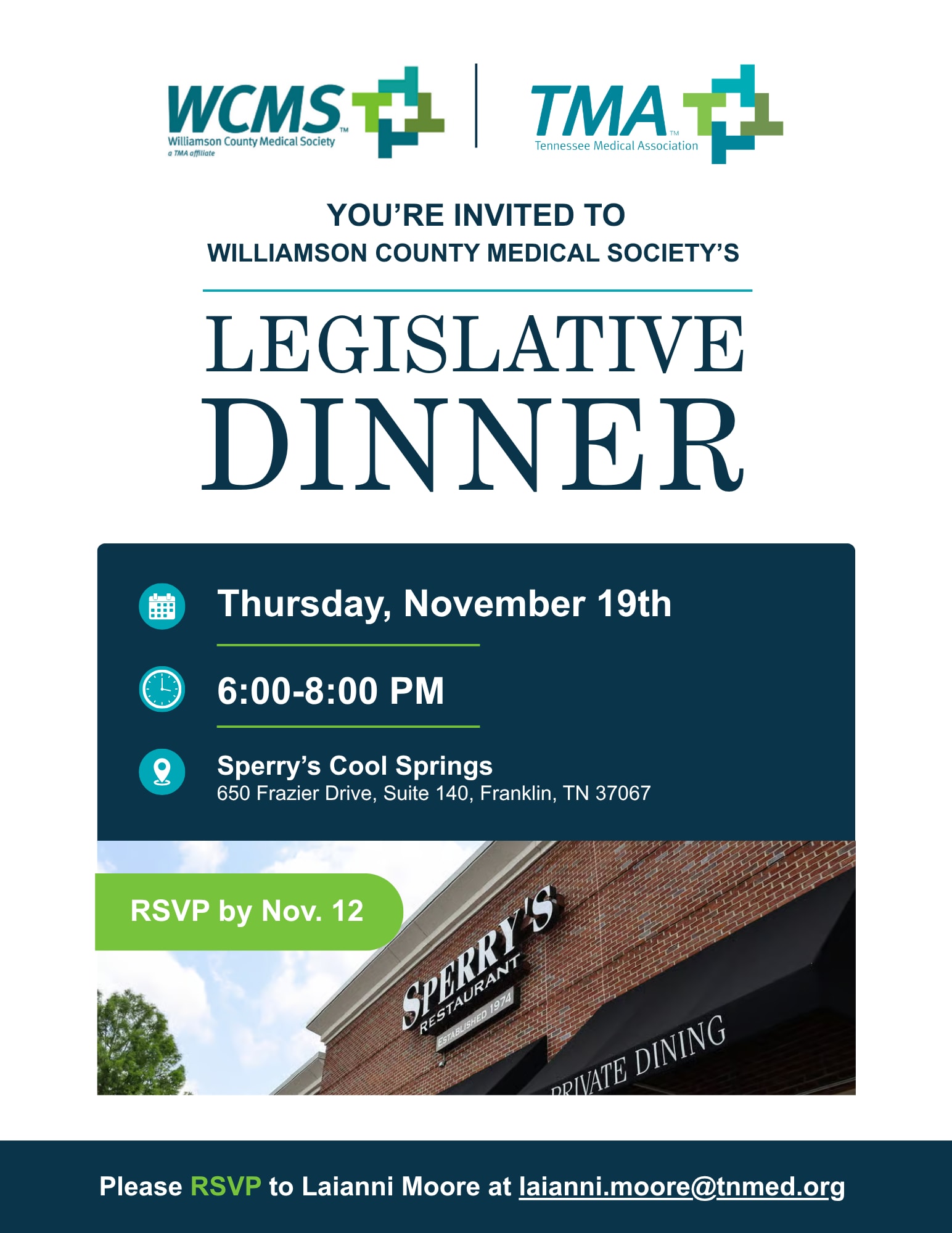 WCMS Legislative Dinner Invite
