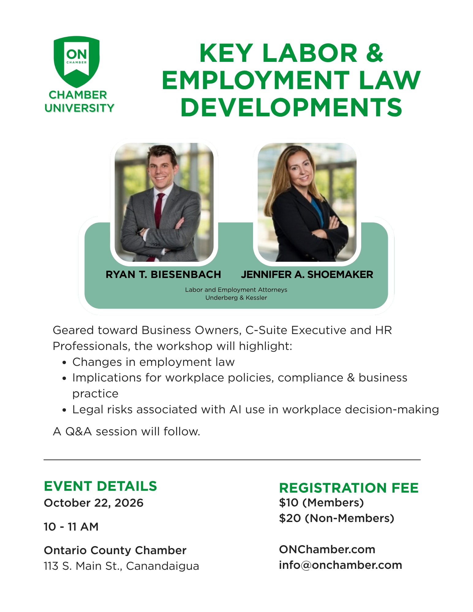 Chamber U: Key Labor Law Developments