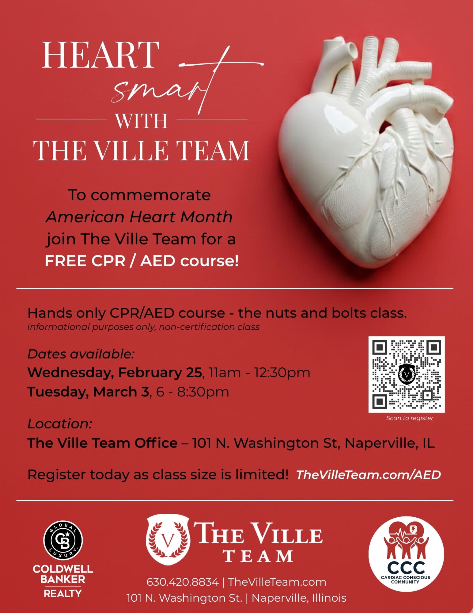 Free CPR / AED classes with The Ville Team