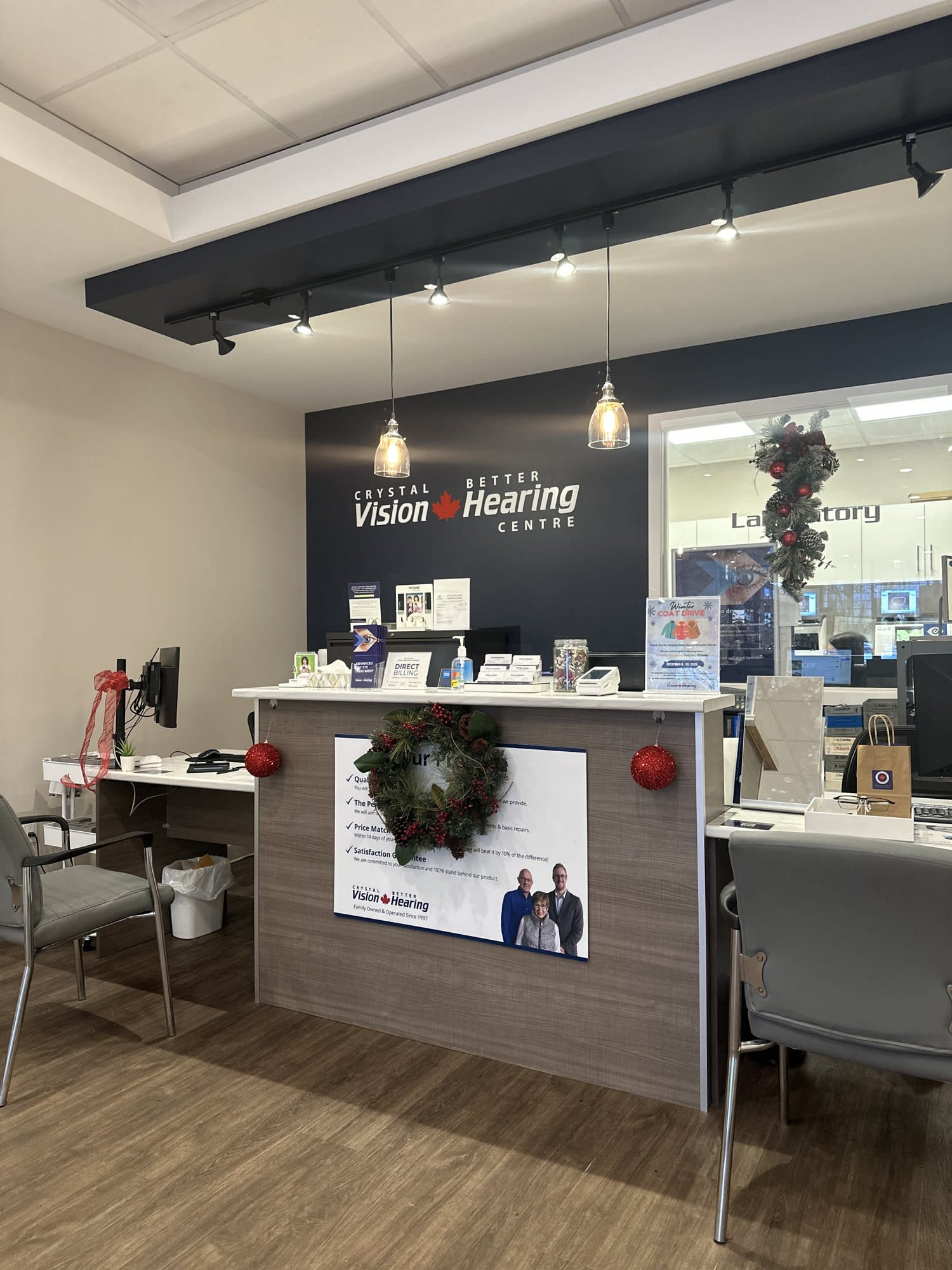 Reception desk at Crystal Vision & Better Hearing in Chilliwack