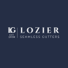 Lozier Seamless Gutters logo on deep blue background