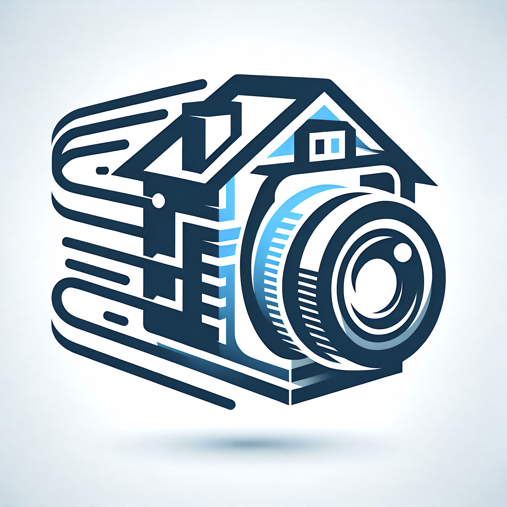 Logo of a house merged with a camera, with lines showing how fast the turnaround time of RealtaSnap's real estate photography