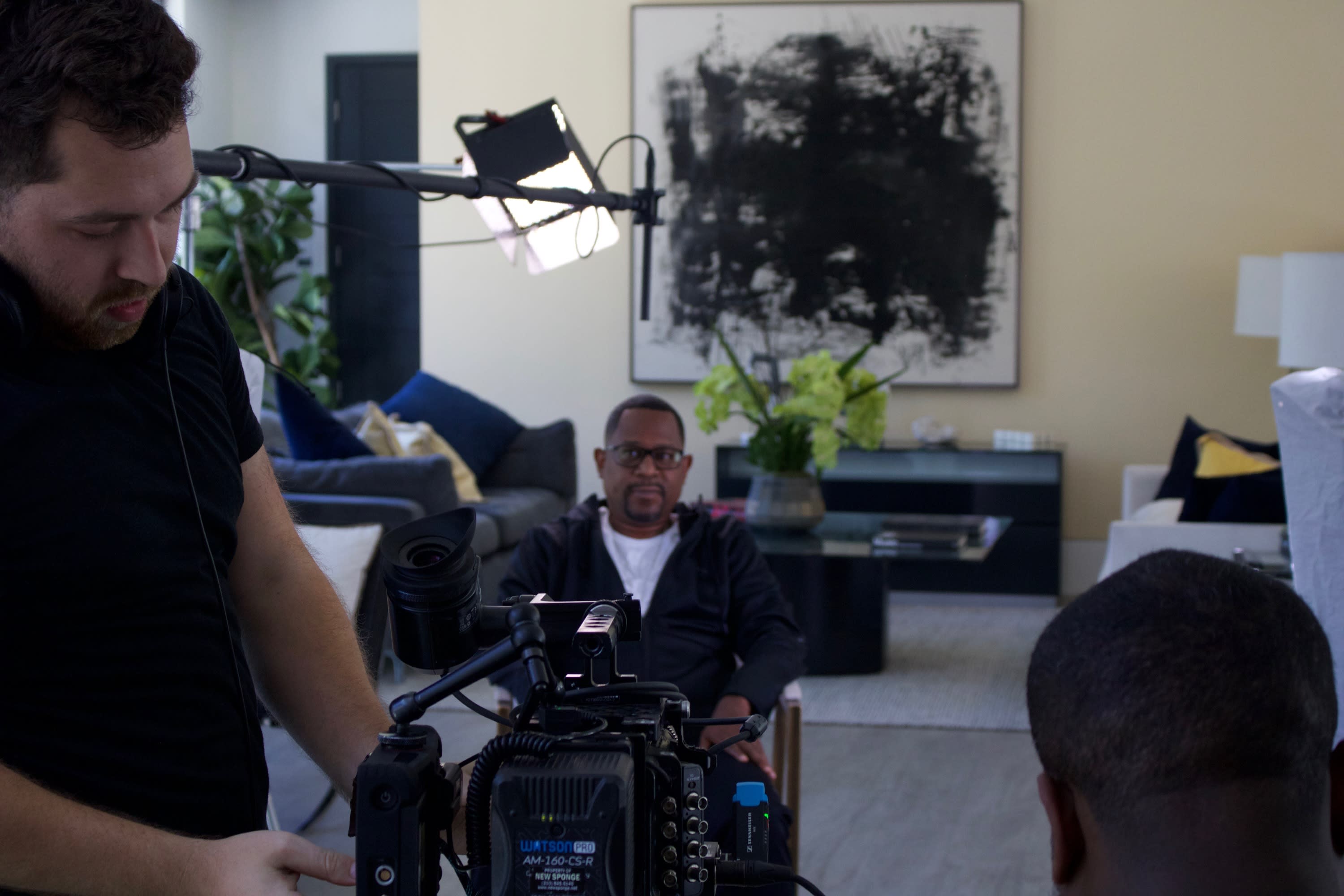 Filming Martin Lawrence for TV interviews