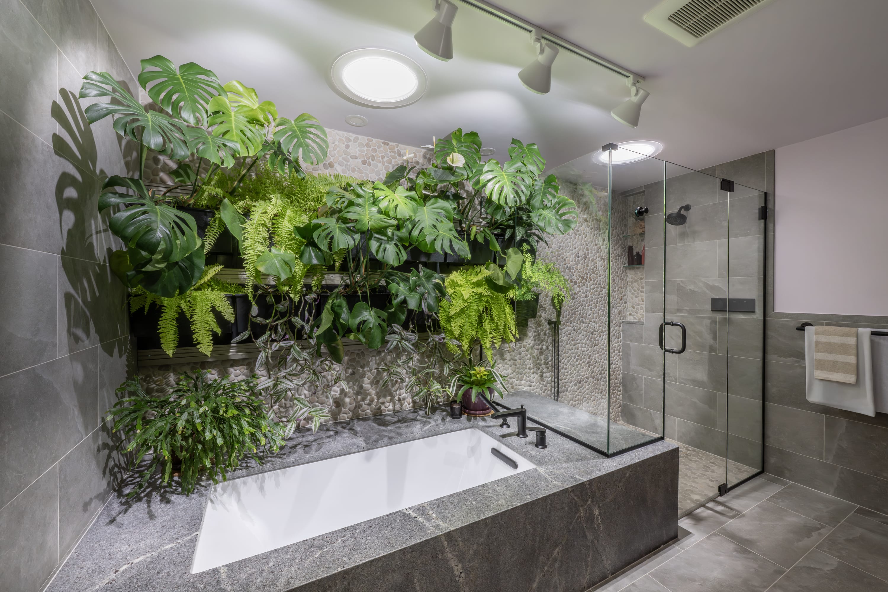 Wakefield bathroom with live wall