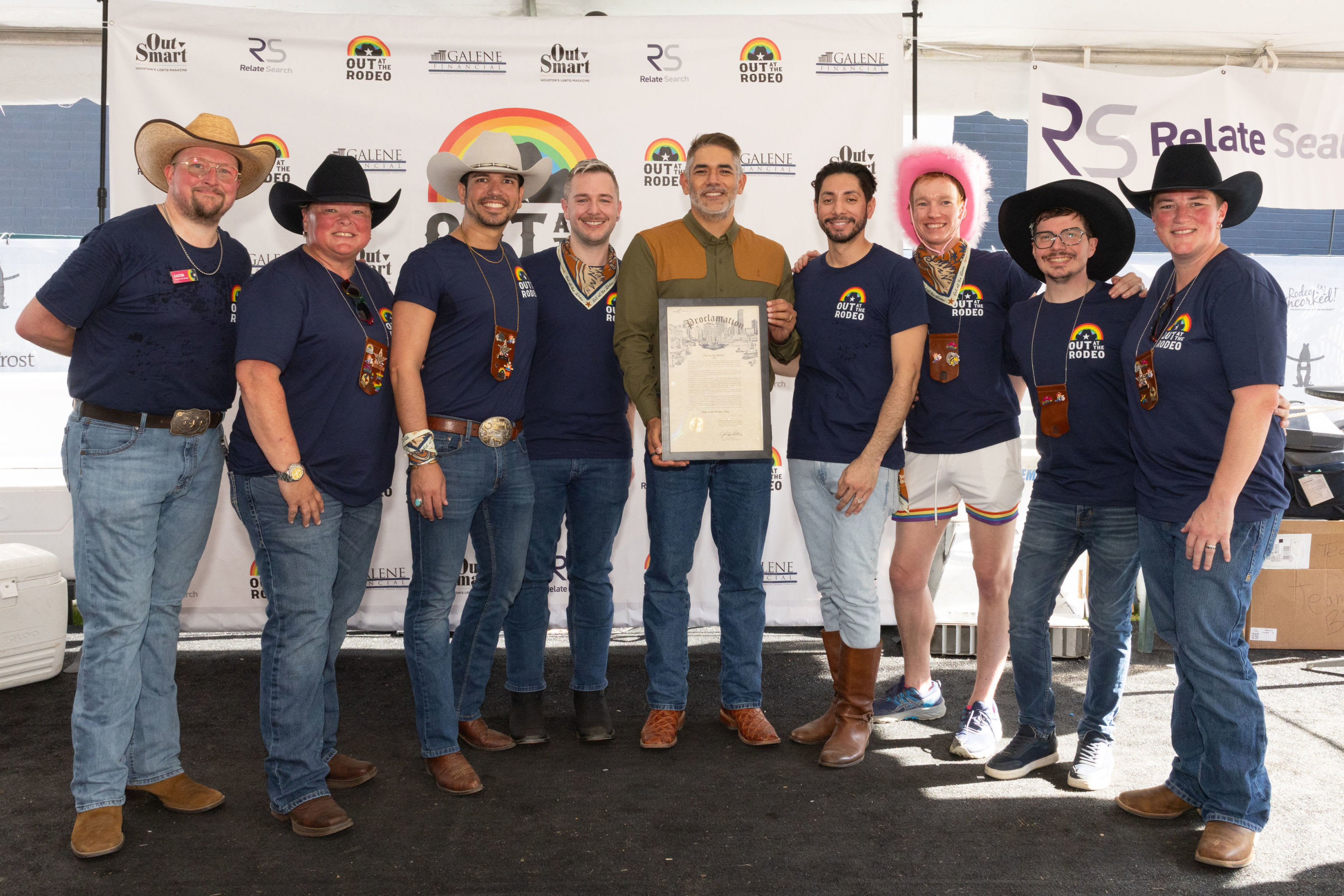 City Councilman Mario Castillo presenting  the declaration from the City of Houston for Out at the Rodeo Day