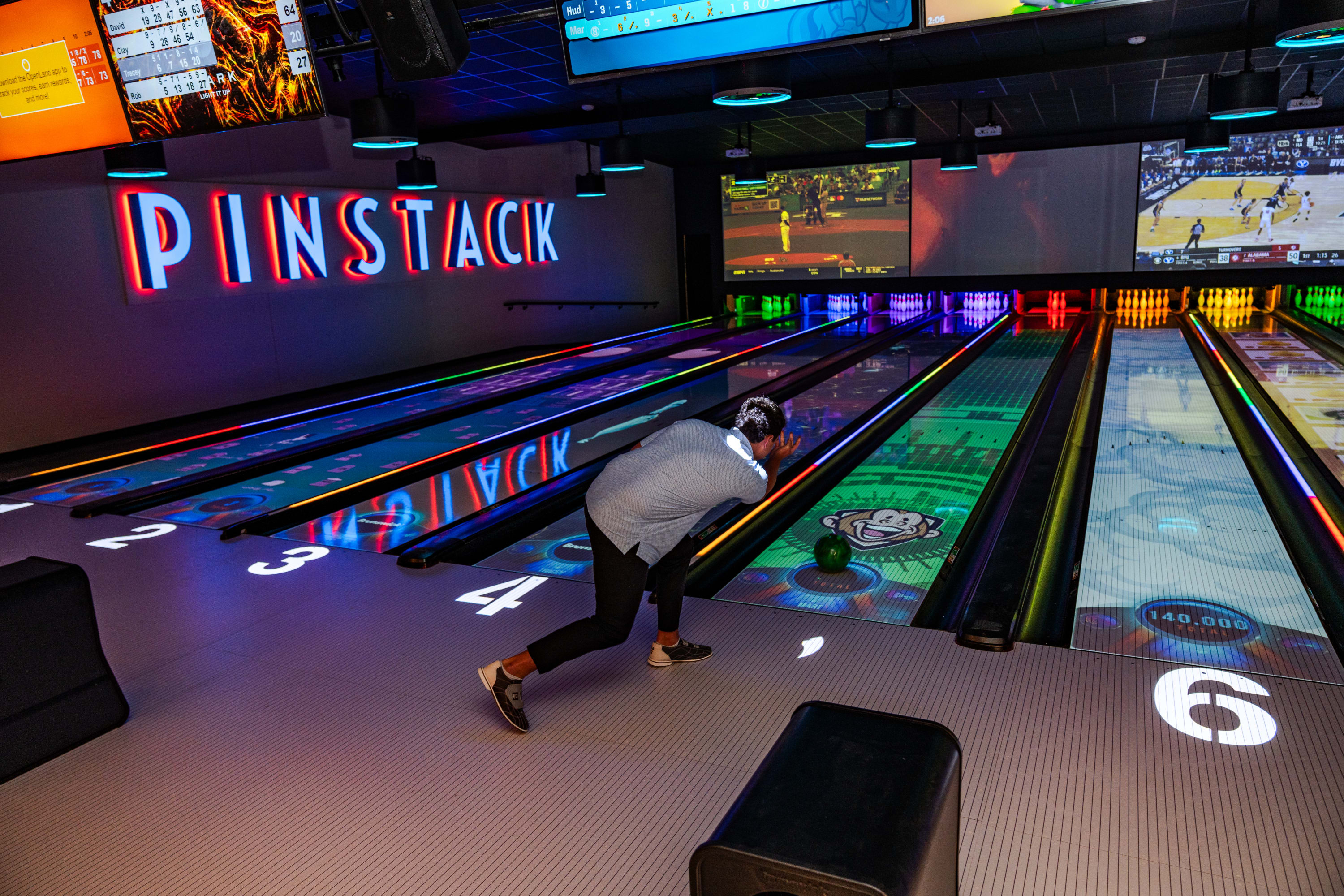 PINSTACK VIP Suite Bowling Lanes with the SPARK experience.