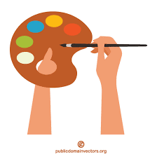 Palette with paint brush