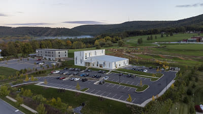Climbing Gym Building in landscape