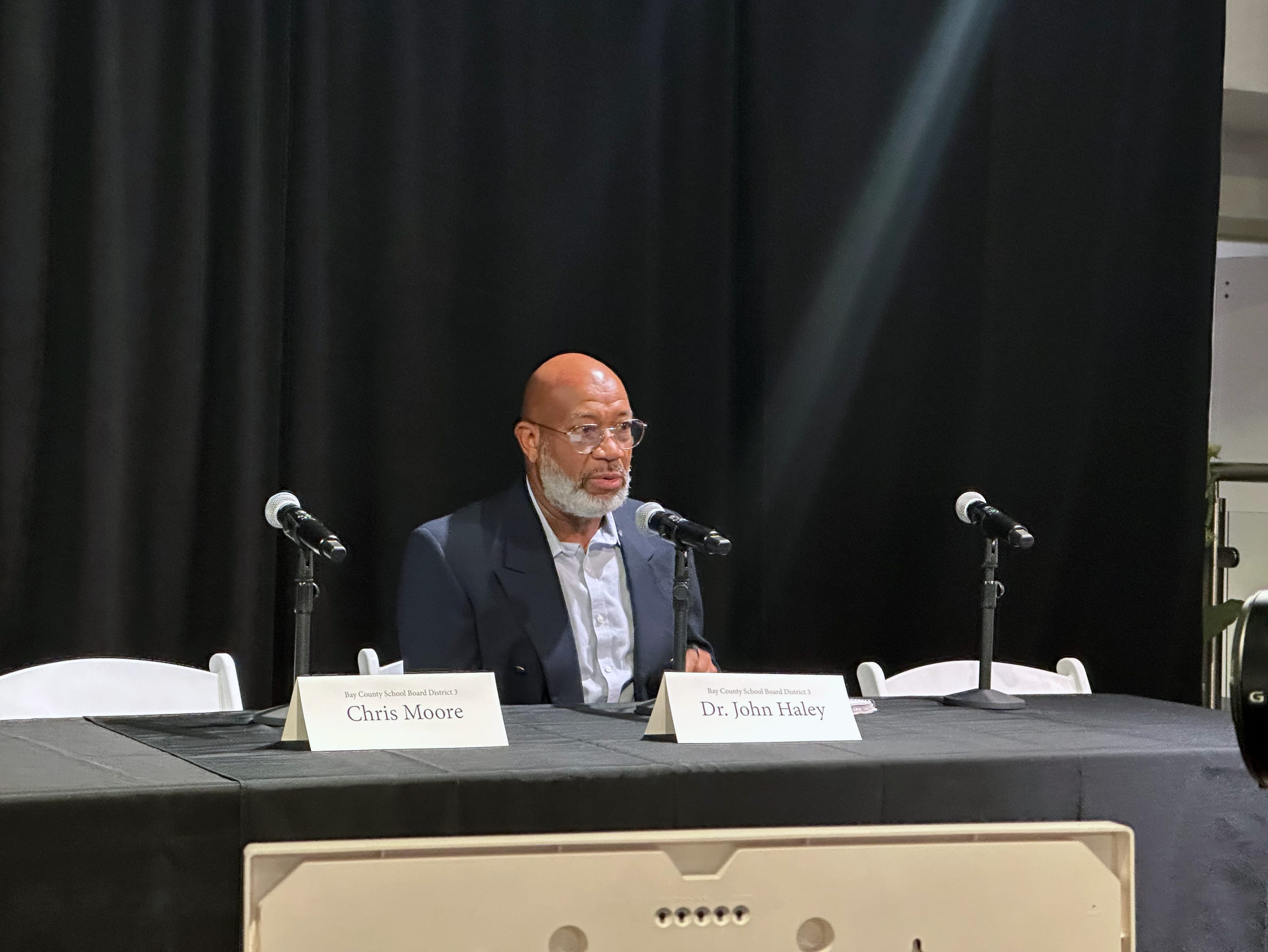 A Bay County School Board District 3 candidate participates in Young Professionals Political Pulse.