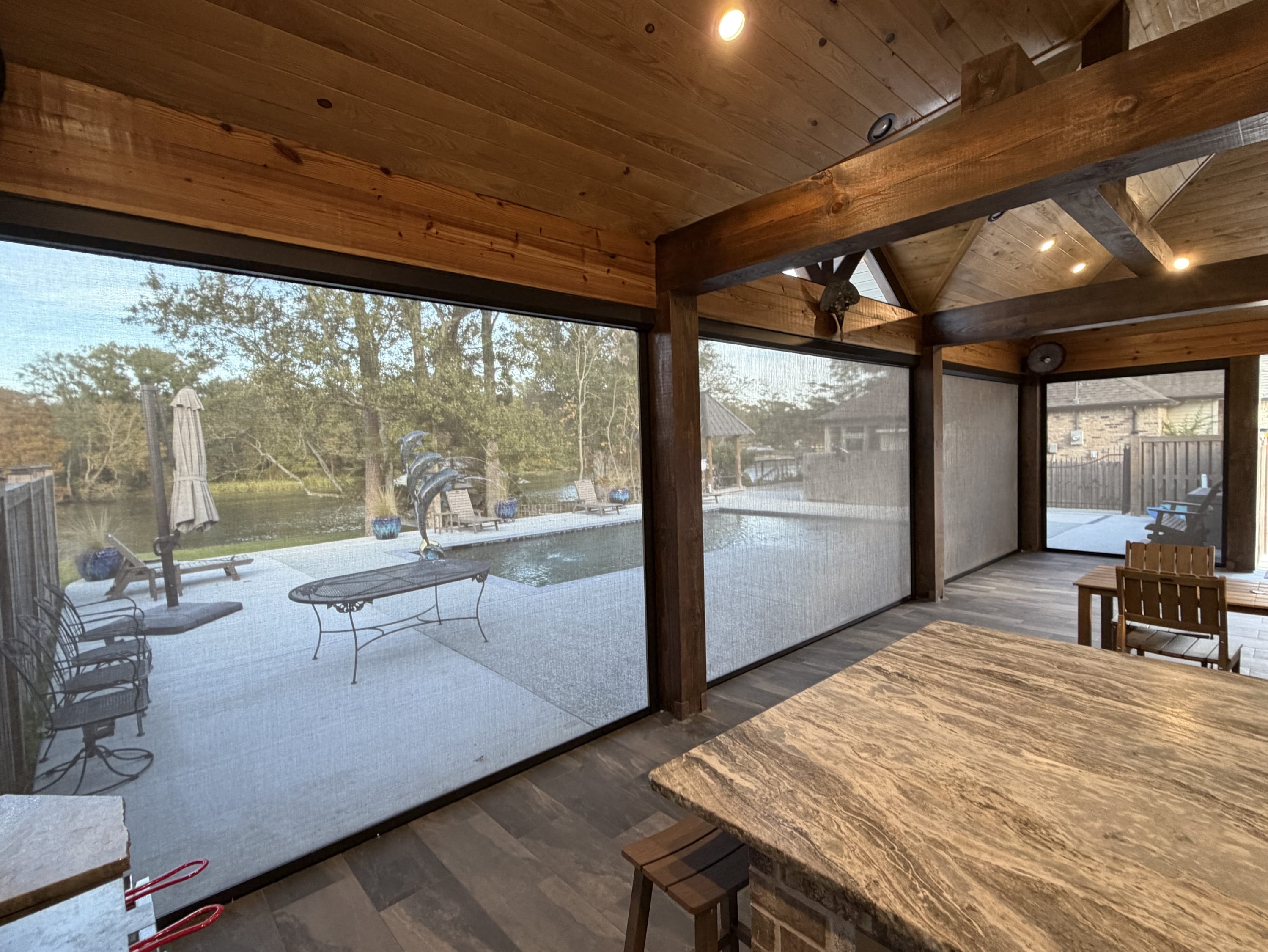 Retractable Patio Shades overlooking the Diversion Canal