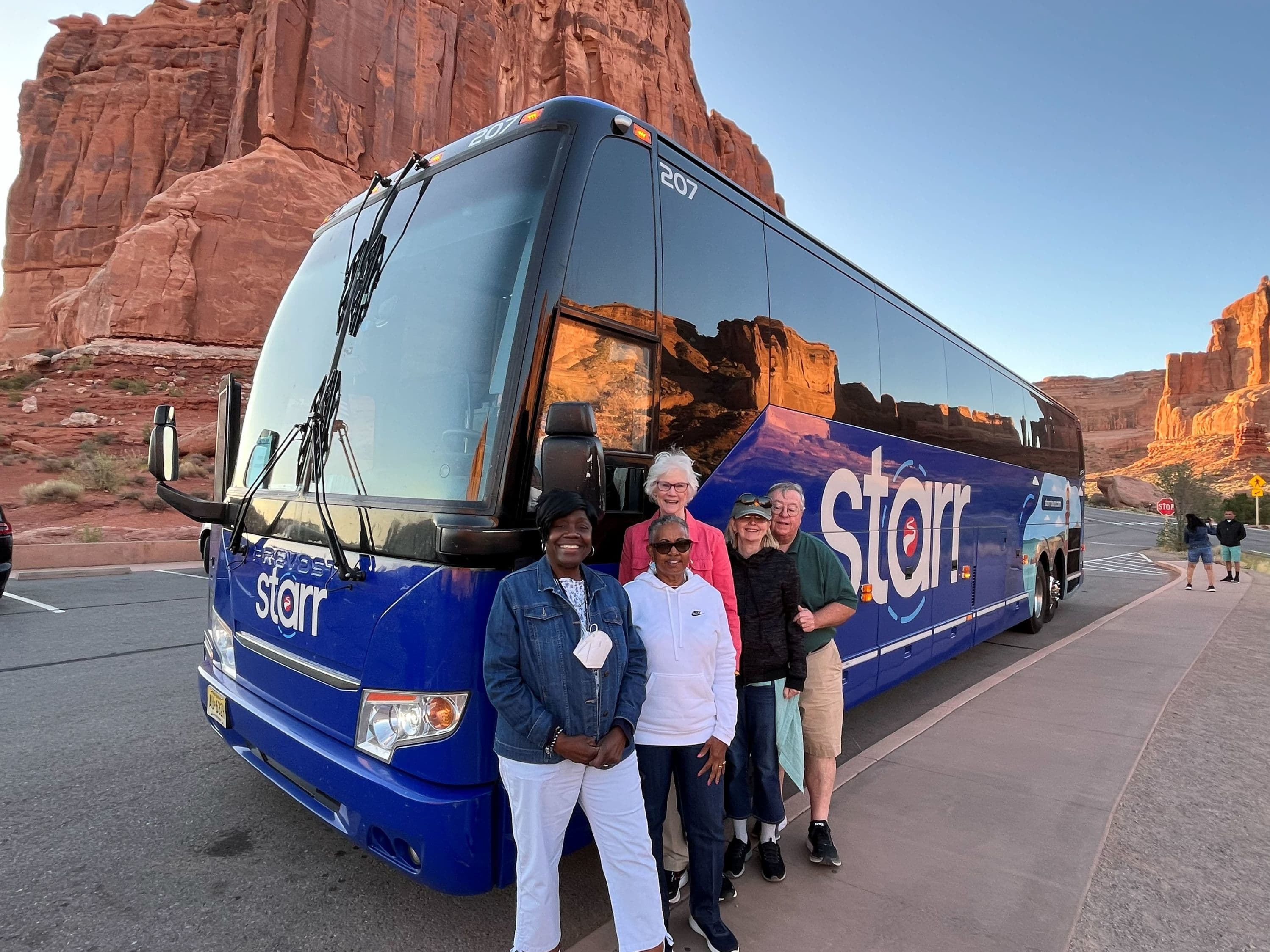 Starr Tours Passengers Visiting Arches National Park in Utah with Motorcoach