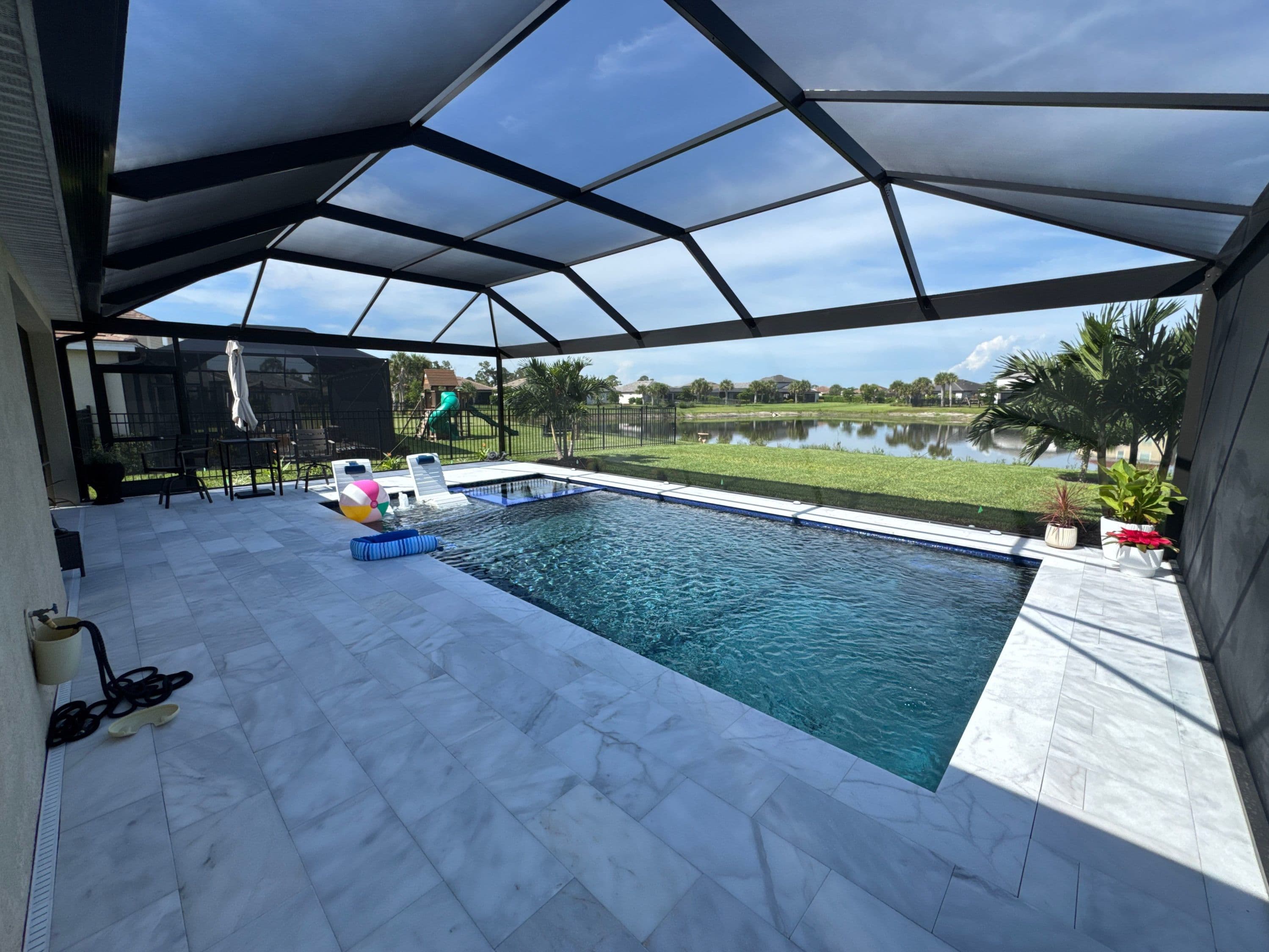 Custom pool screen enclosure installed by Key Screening in Alva, Florida