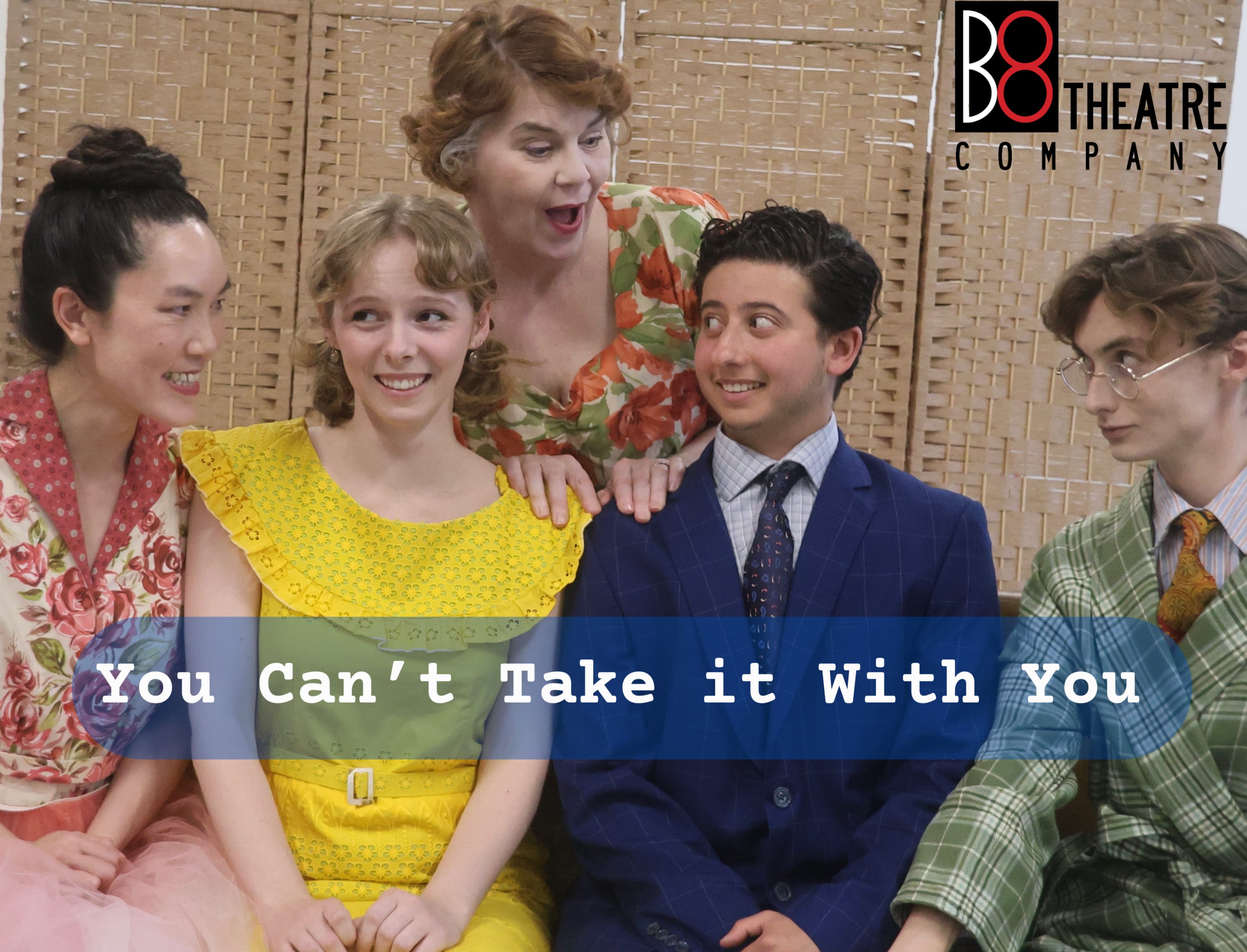 Essie (Stefanie Suzuki), Alice (Kaitlyn Thomas), Tony (Addam Ledamyen), and Ed (William Lewis) squeeze together with Penny (J