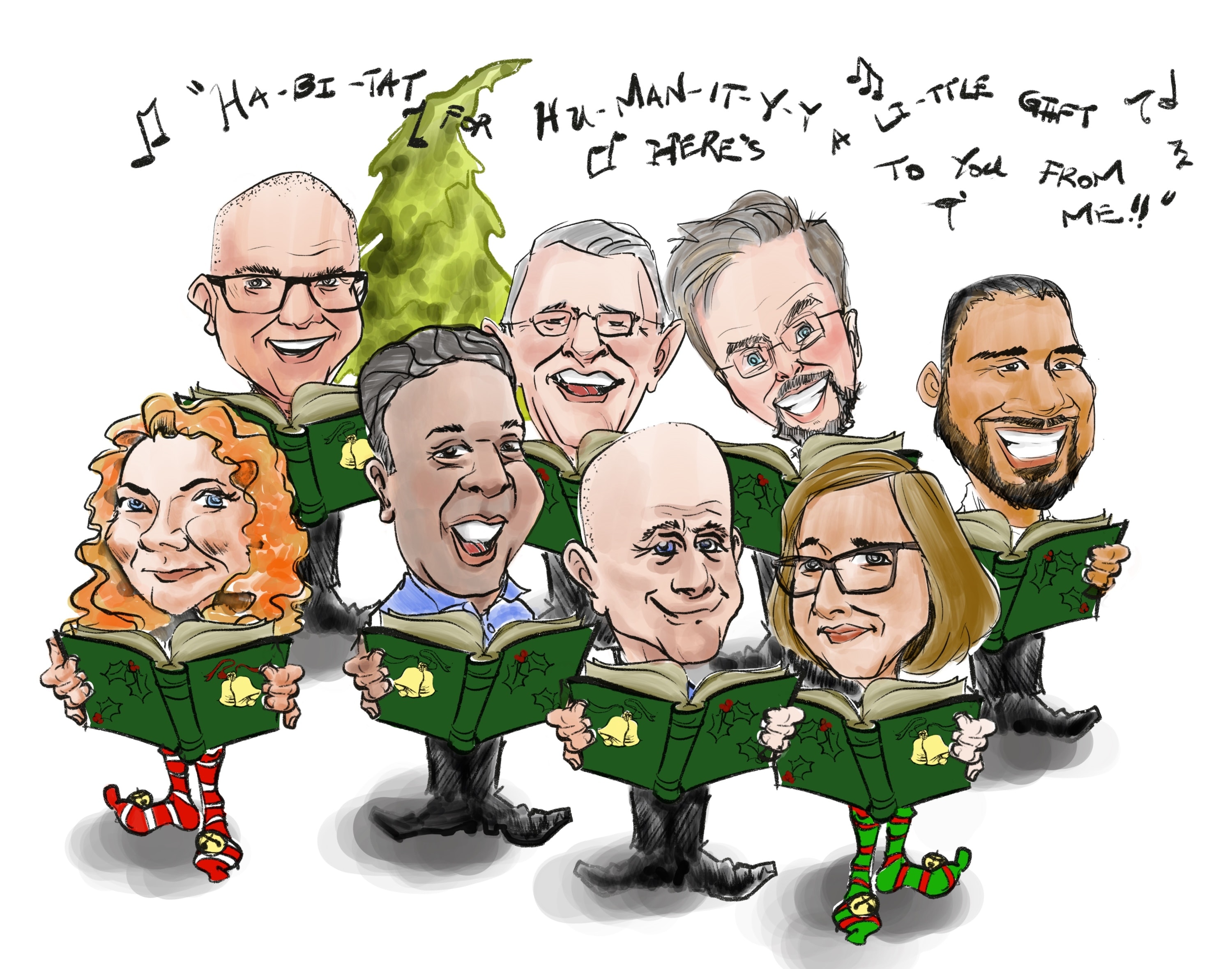 Christmas Carolers Caricature Commission