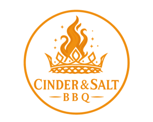 Cinder & Salt BBQ logo of crown with flames