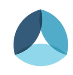 blue logo of three petals joined in one circle