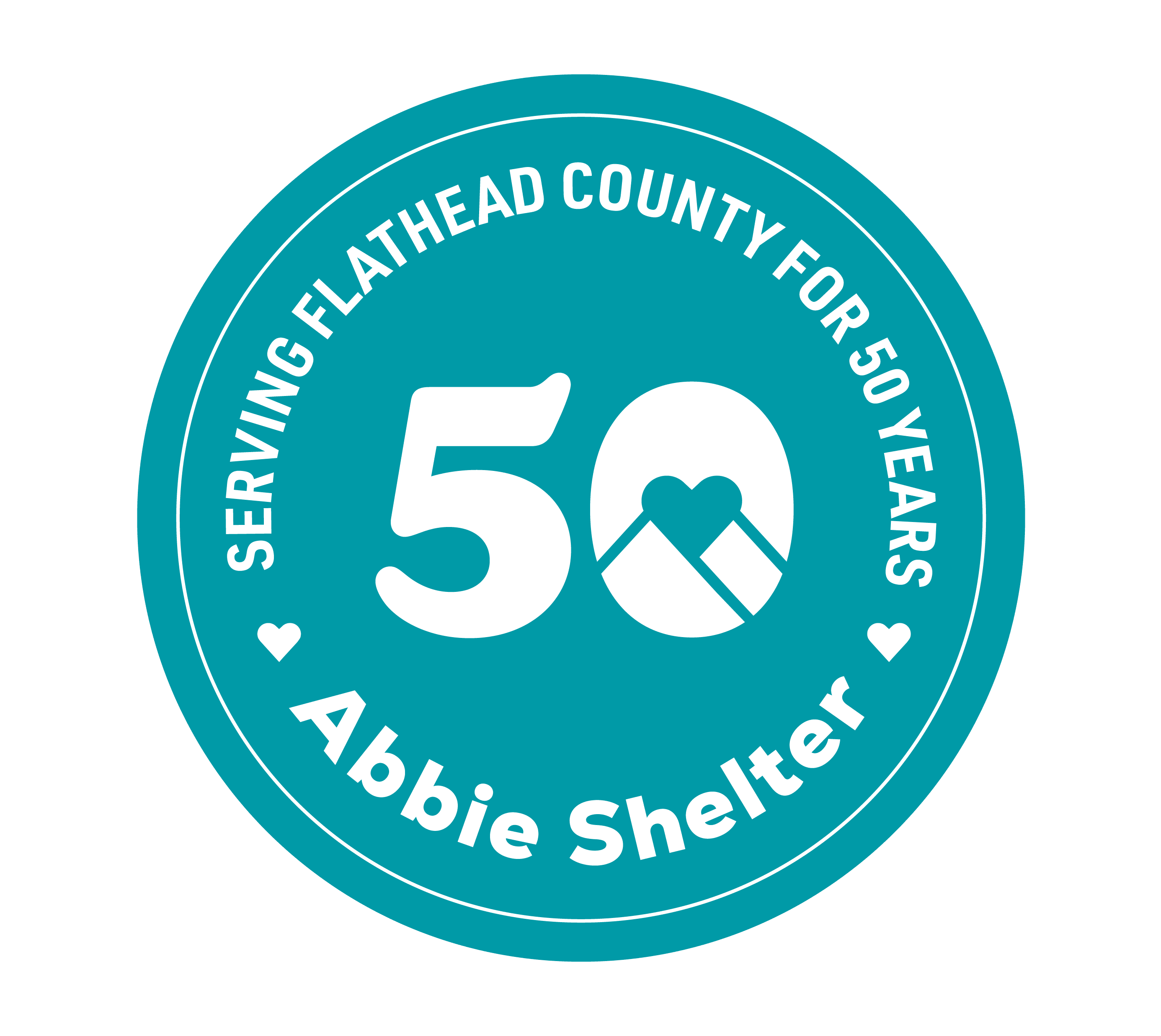Abbie Shelter 50th logo: serving Flathead County for 50 years