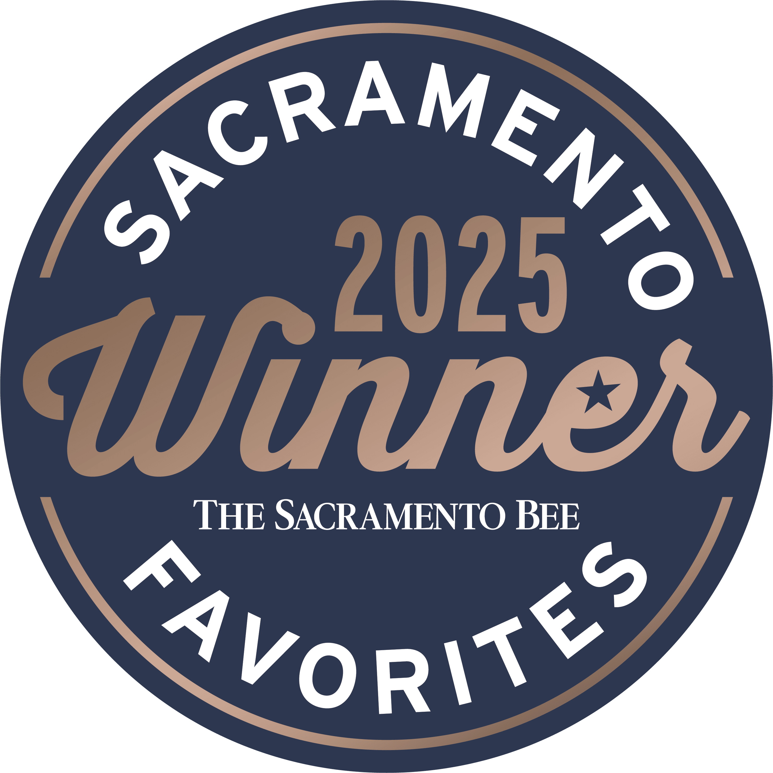 2025 Sacramento Favorites Winner badge from The Sacramento Bee awarded to Get Care at Home.