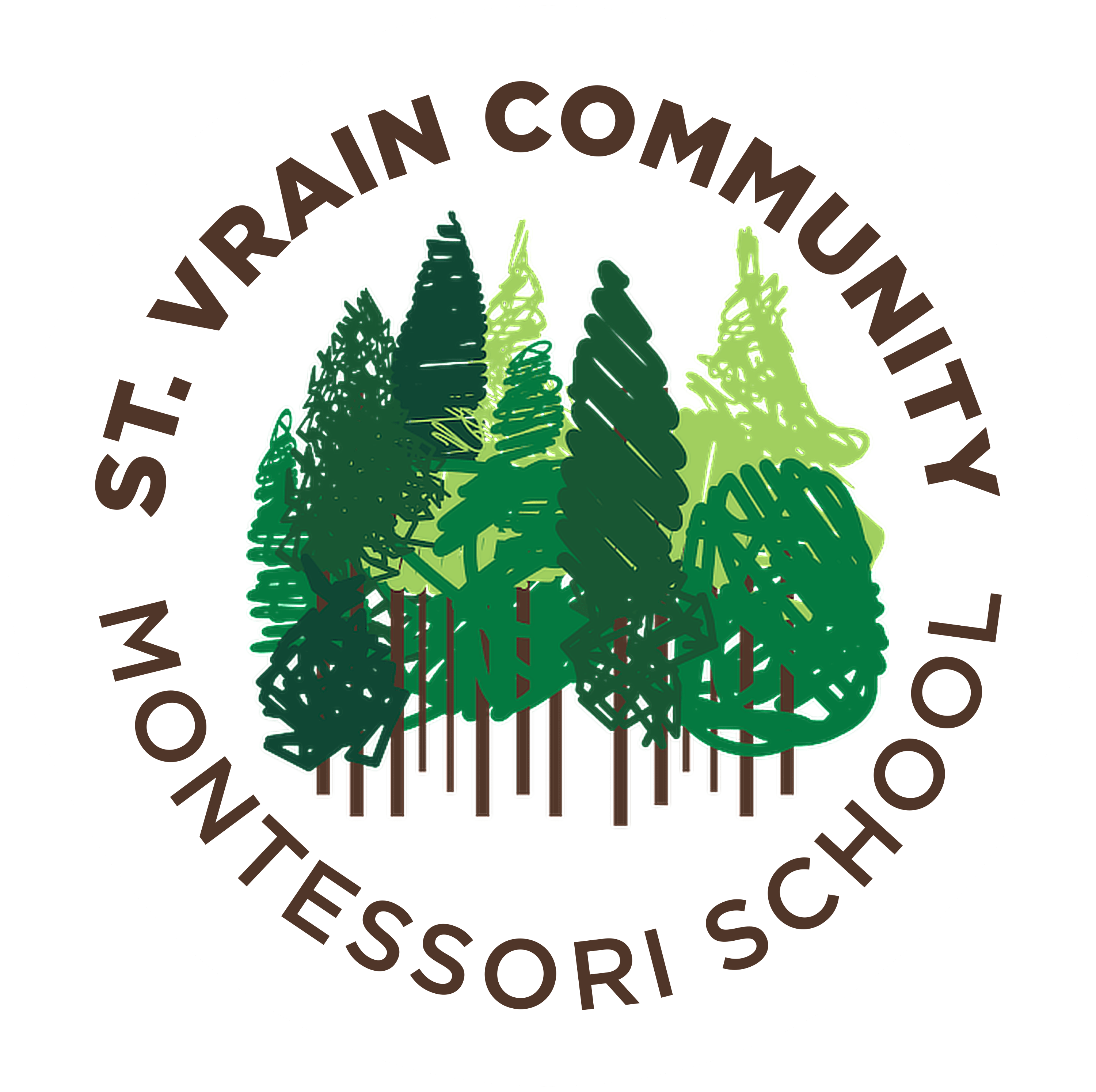 St. Vrain Community Montessori School logo featuring a grove of trees