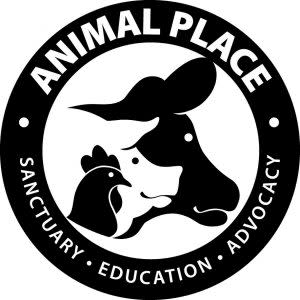 Animal Place logo with chicken, pig, and cow