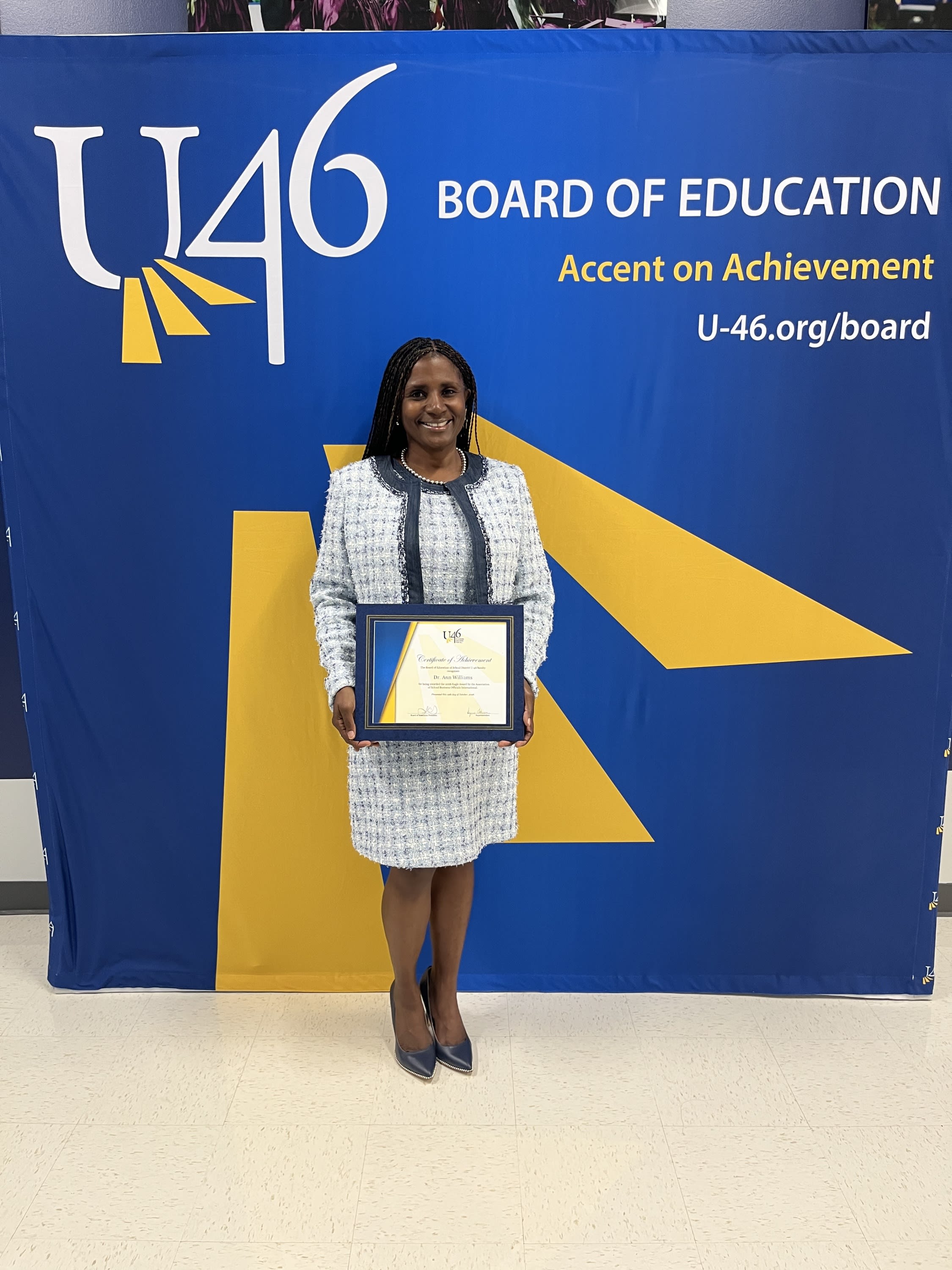 U-46’s Dr. Ann Williams Receives Distinguished Eagle Award  Capital Strategy and Operations Officer recognized for her contri