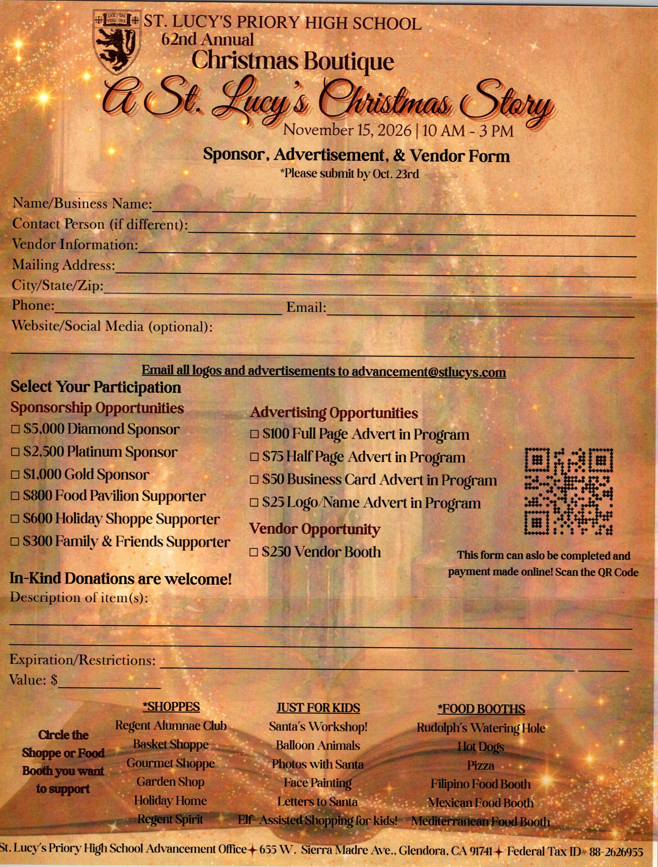St Lucy's Event Flyer