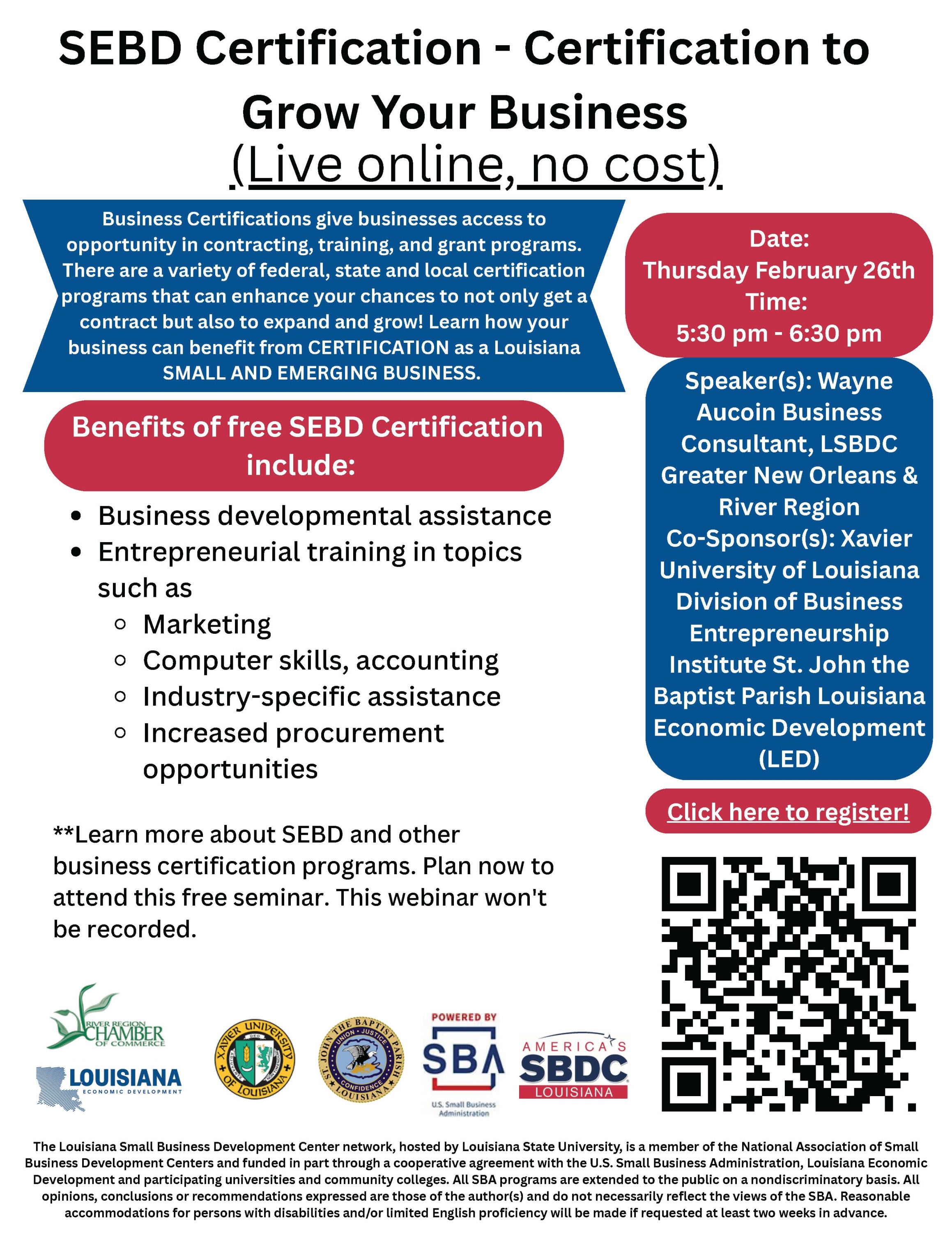 SEBD Certification - Certification to Grow Your Business
