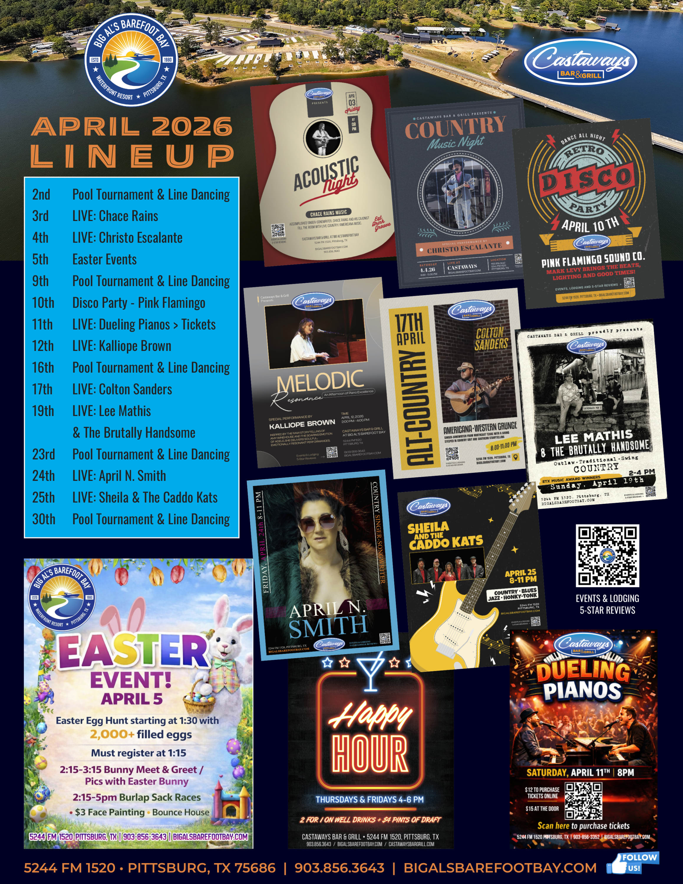 April Live Music and Events at Big Al's