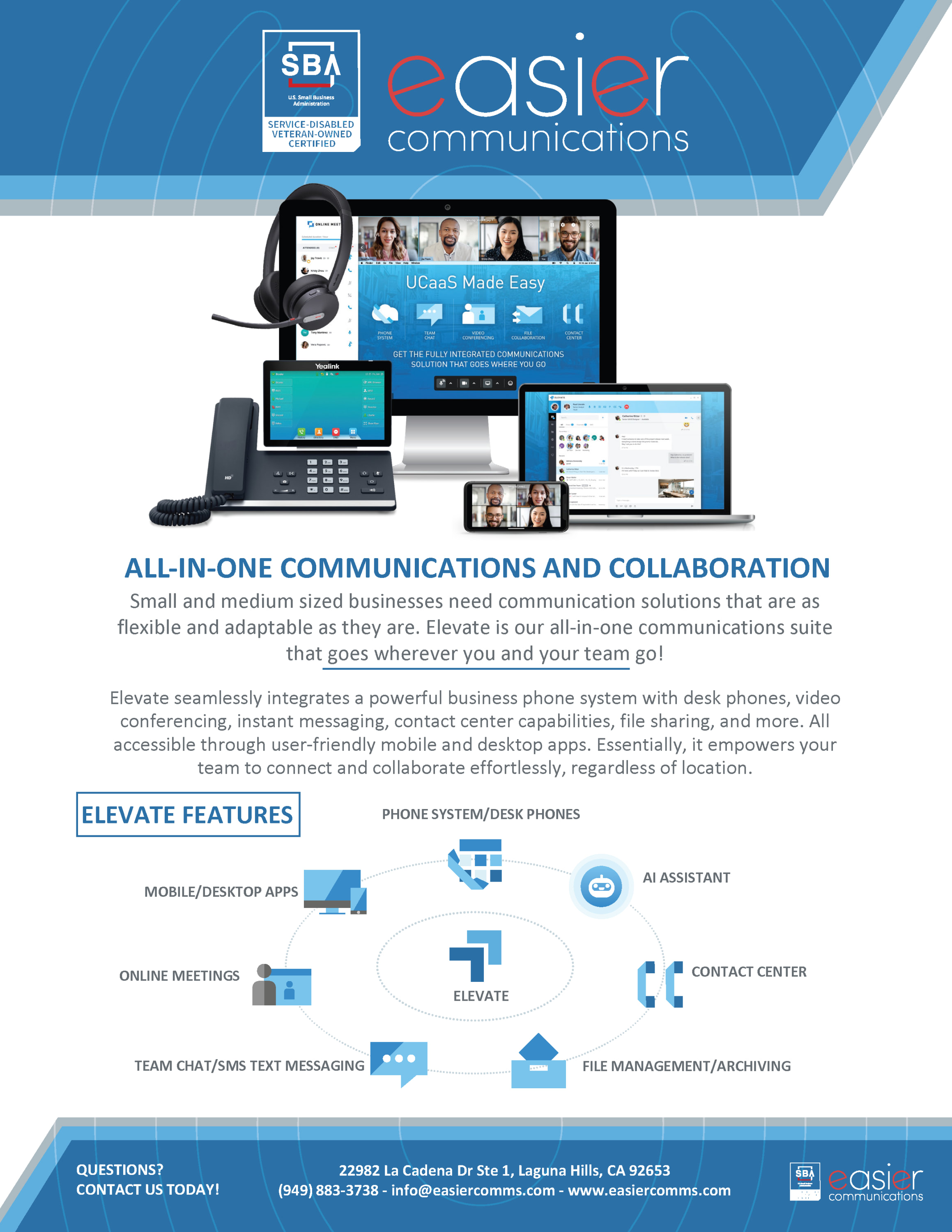Easier Communications Orange County Business Phone Solutions Flyer Page 1