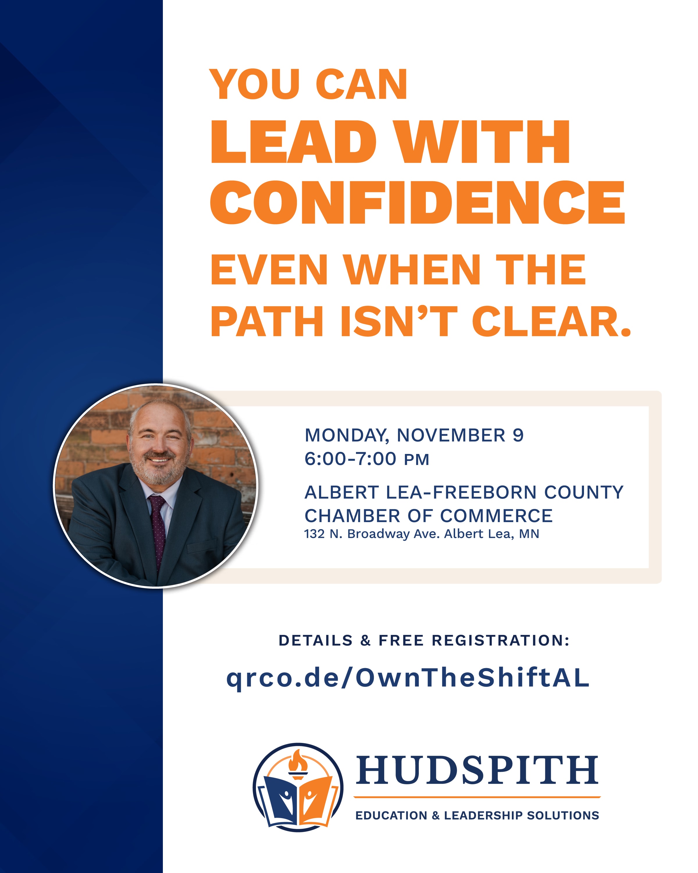 Lead with Confidence flyer - Dr. Eric Hudspith