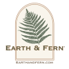 Dome with a fern growing inside and Company name EARTH & FERN®, below dome the website address is written EARTHANDFERN.COM