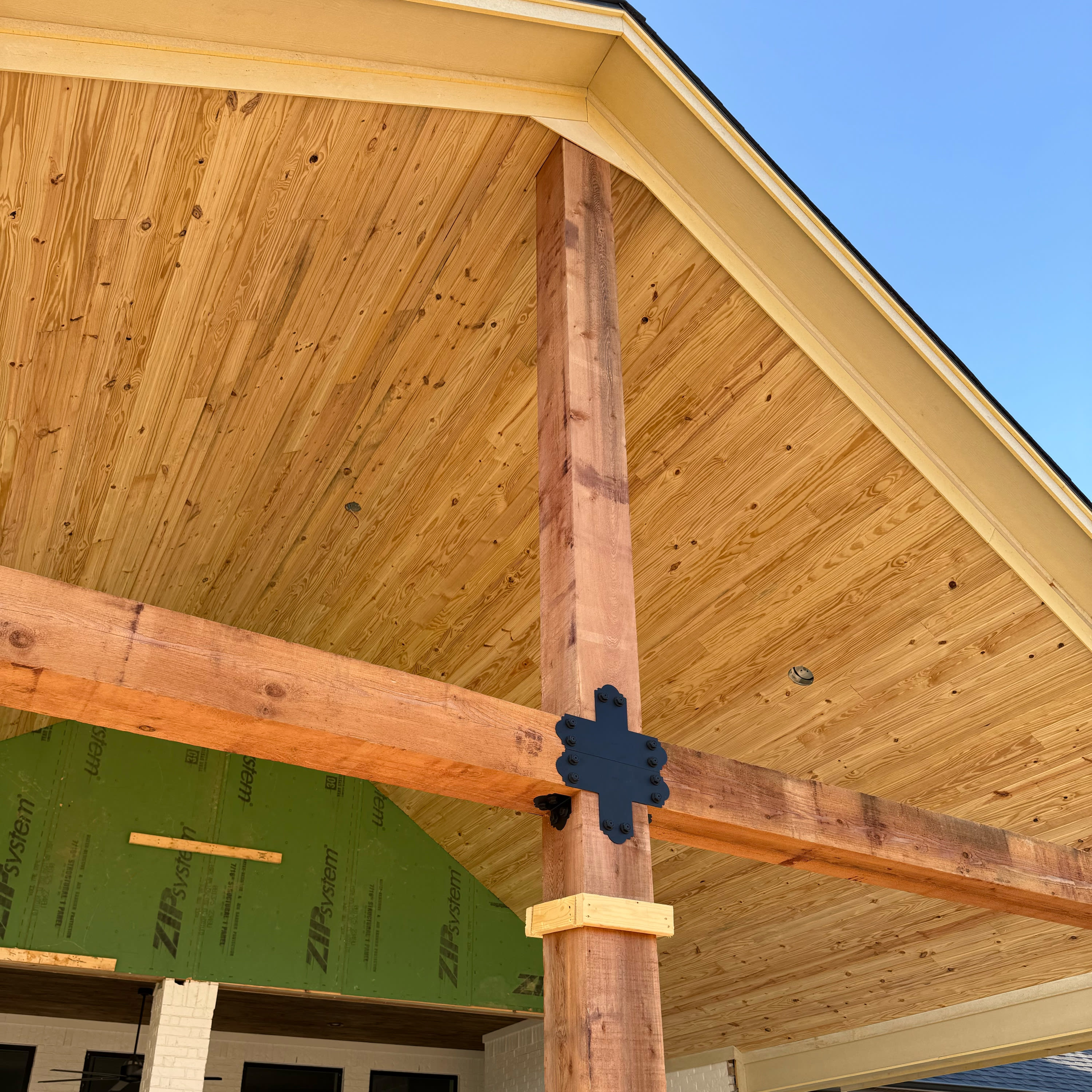 Wood porch ceiling staining in Burleson TX by AK Painting Services