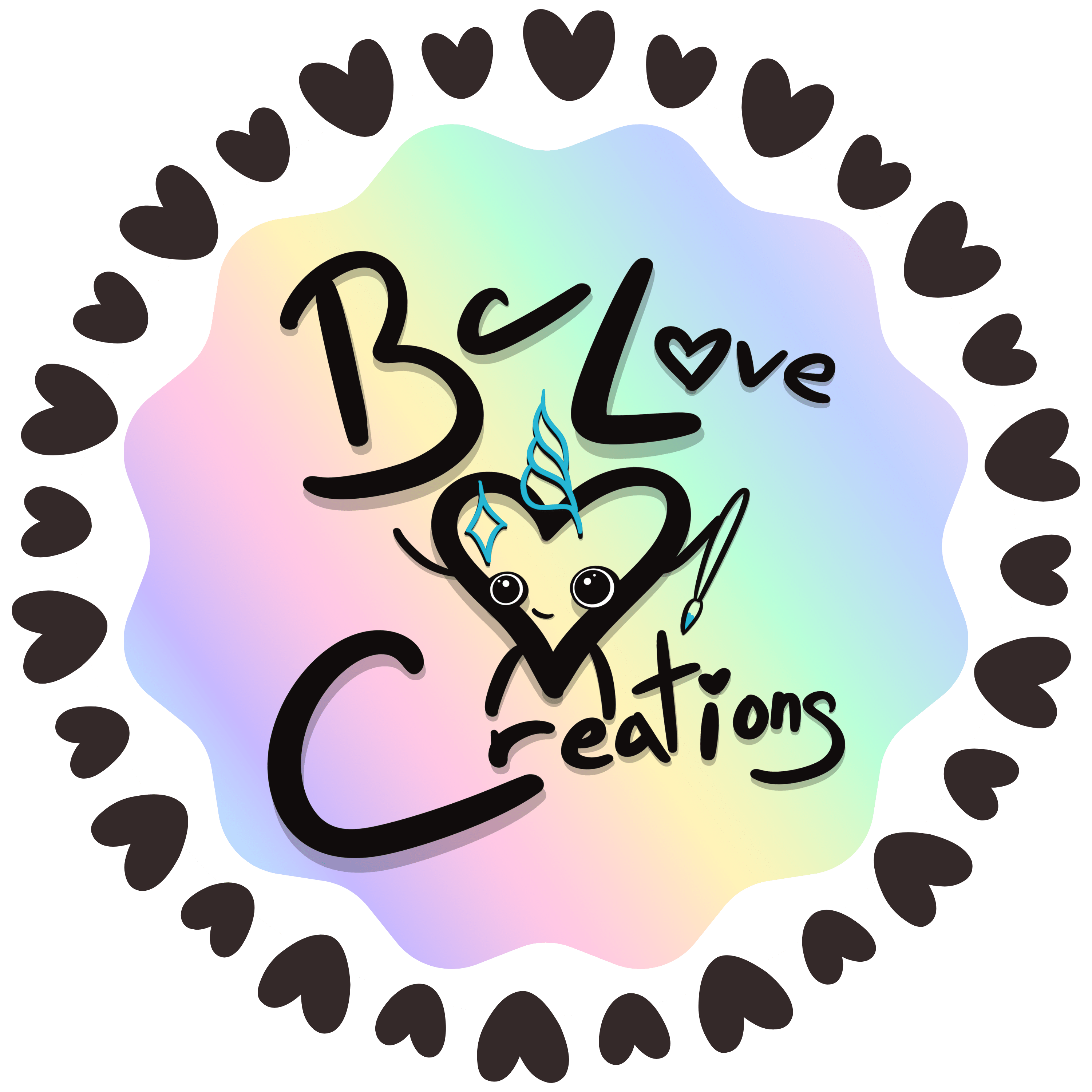 BcLoveCreations Logo with little heart shaped doodle bug in the middle