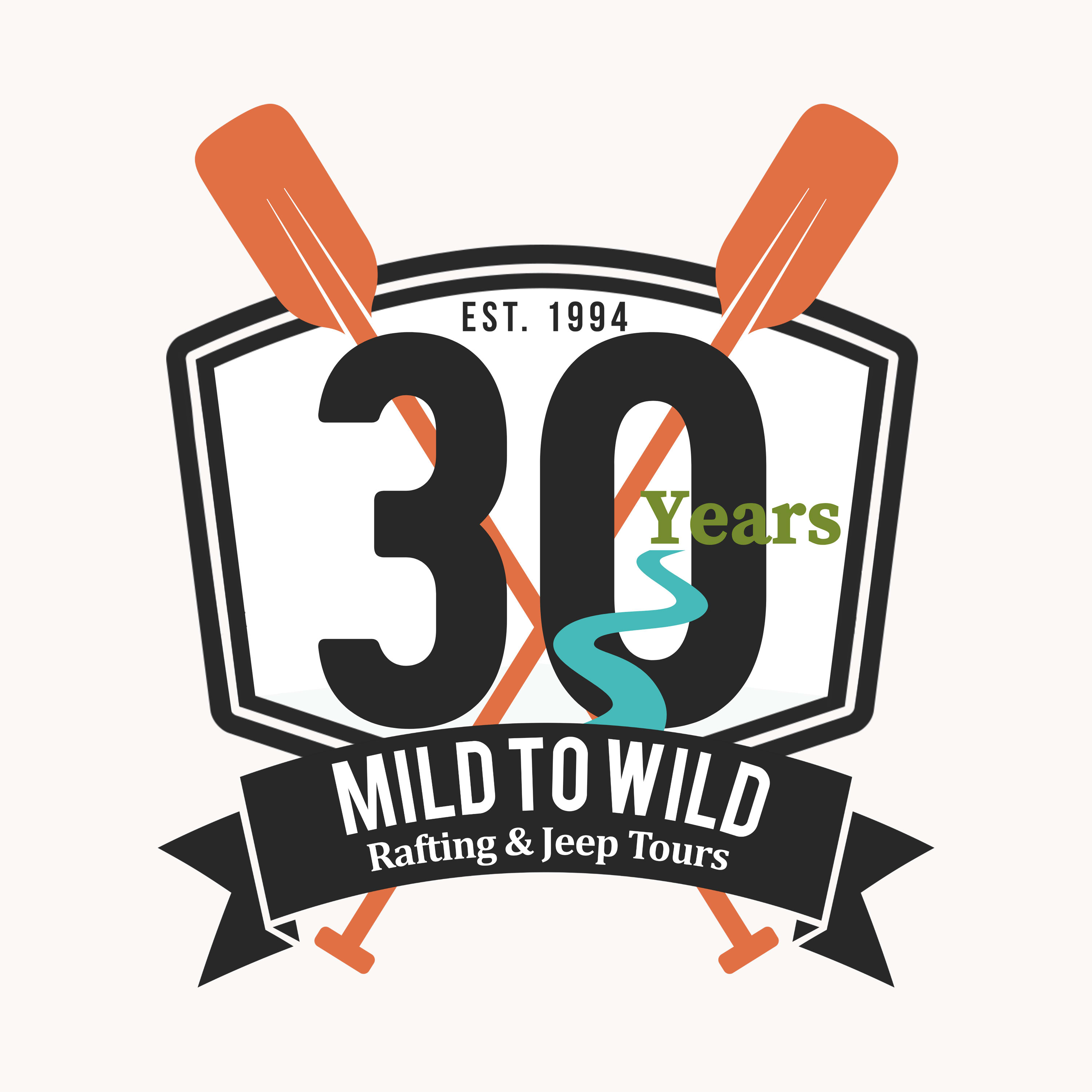 Mild to Wild Rafting & Jeep Tours 30 year logo